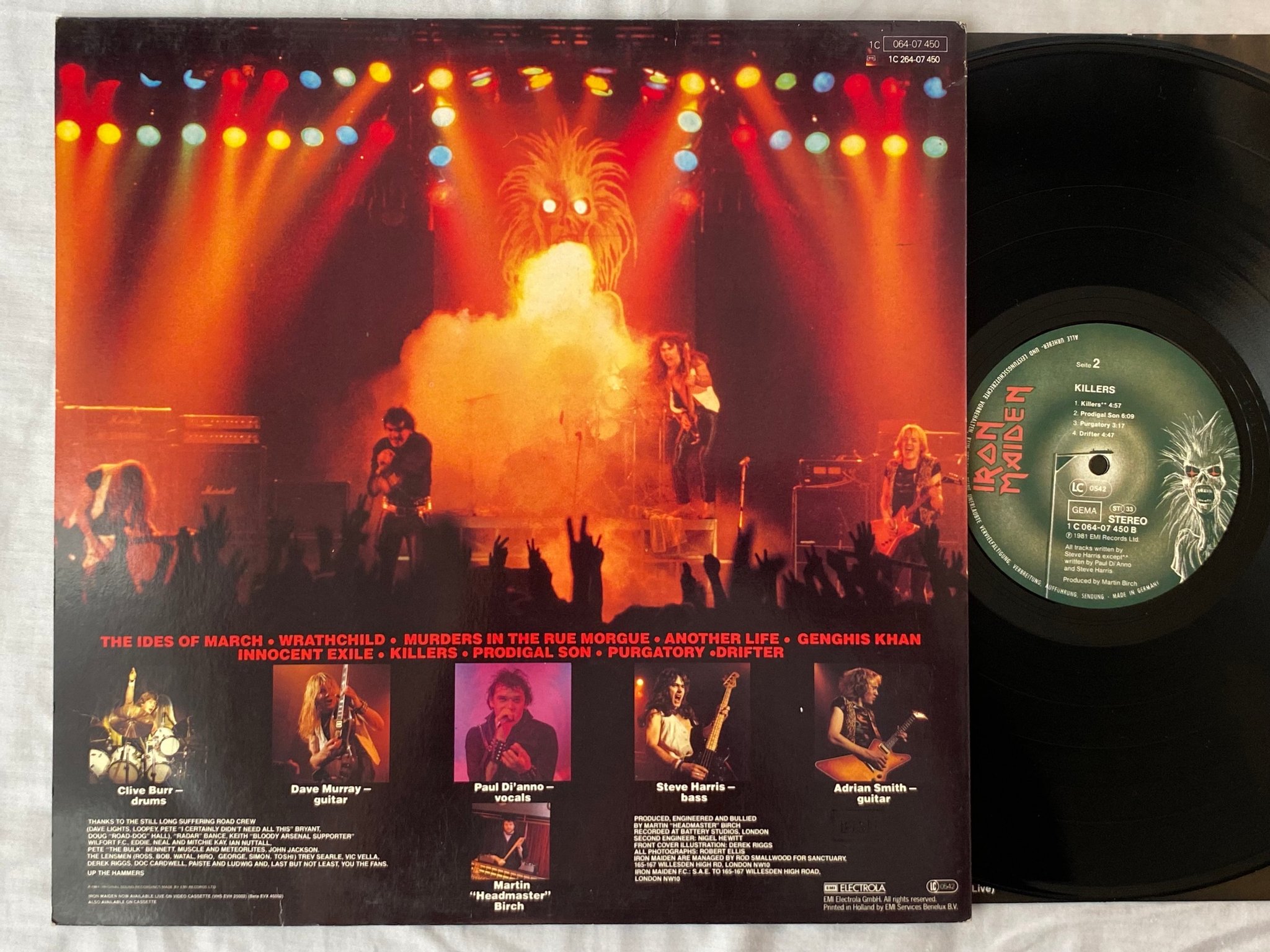 Omslagsbild för skivan IRON MAIDEN killers LP -81 Ger EMI 1C 064-07450