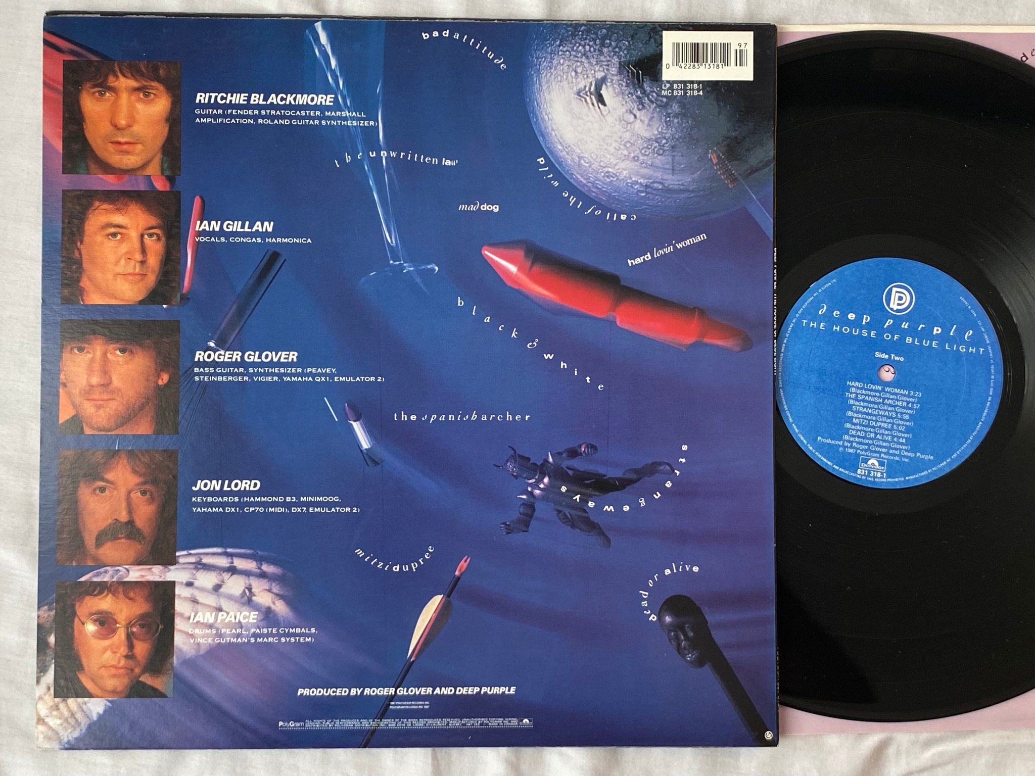 Omslagsbild för skivan DEEP PURPLE the house of blue light LP -87 Can POLYDOR 831 318-1