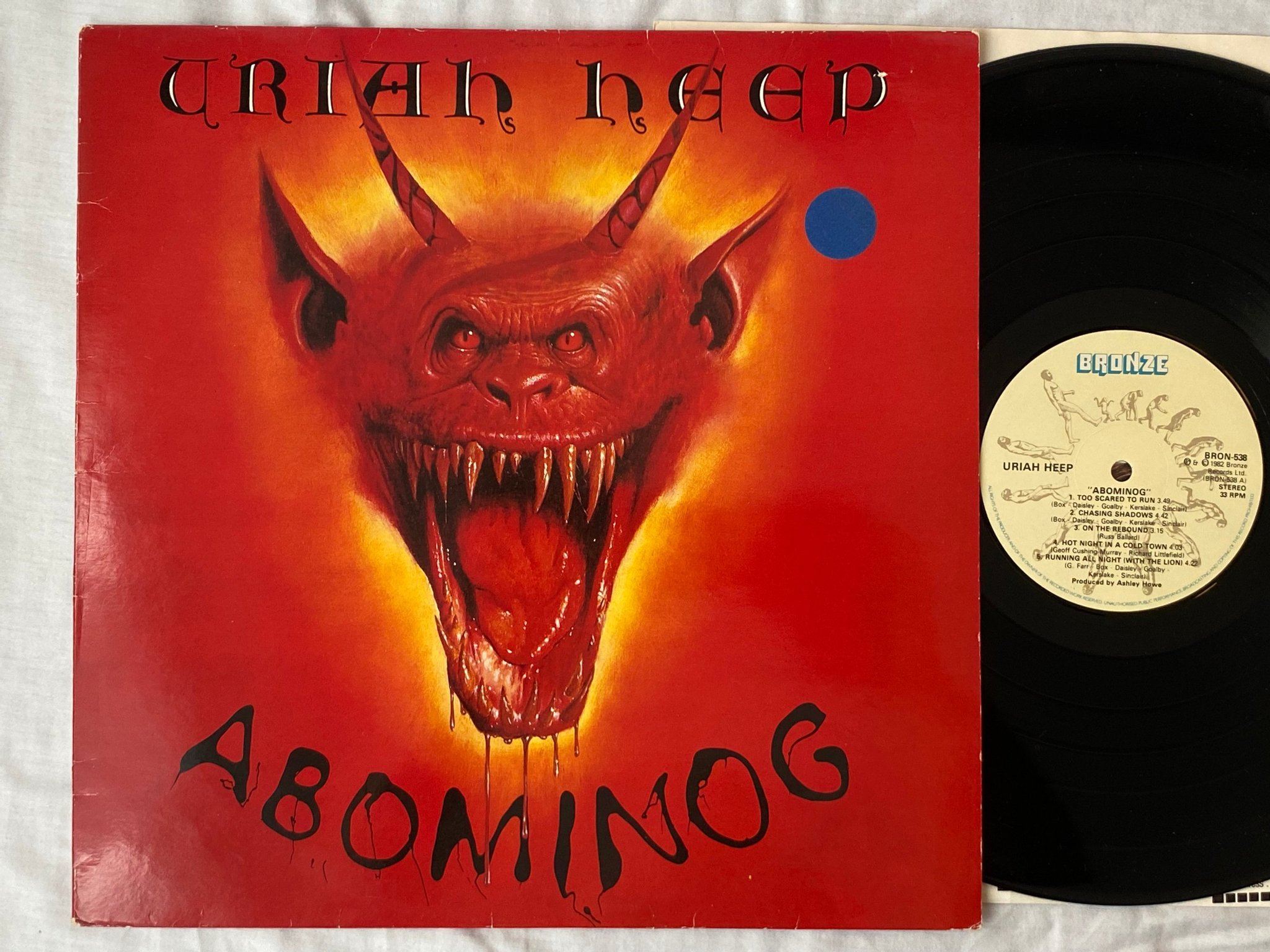 Omslagsbild för skivan URIAH HEEP abominog LP -82 ncb BRONZE BRON-538