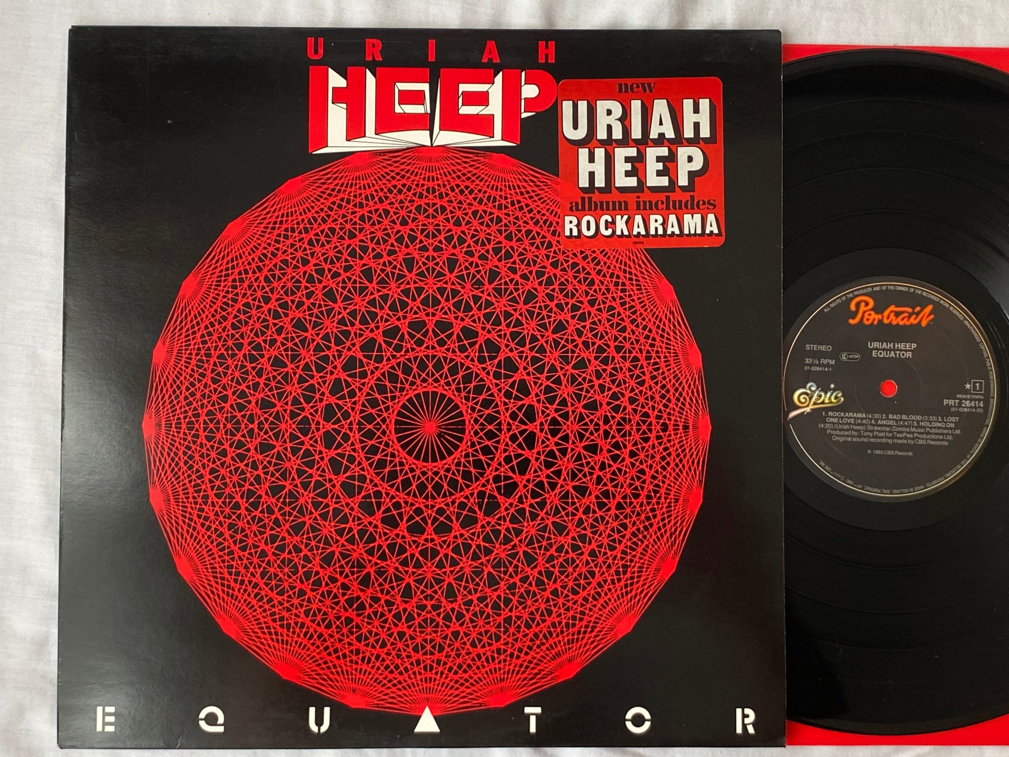 Omslagsbild för skivan URIAH HEEP equator LP -85 Hol PORTRAIT PRT 26414