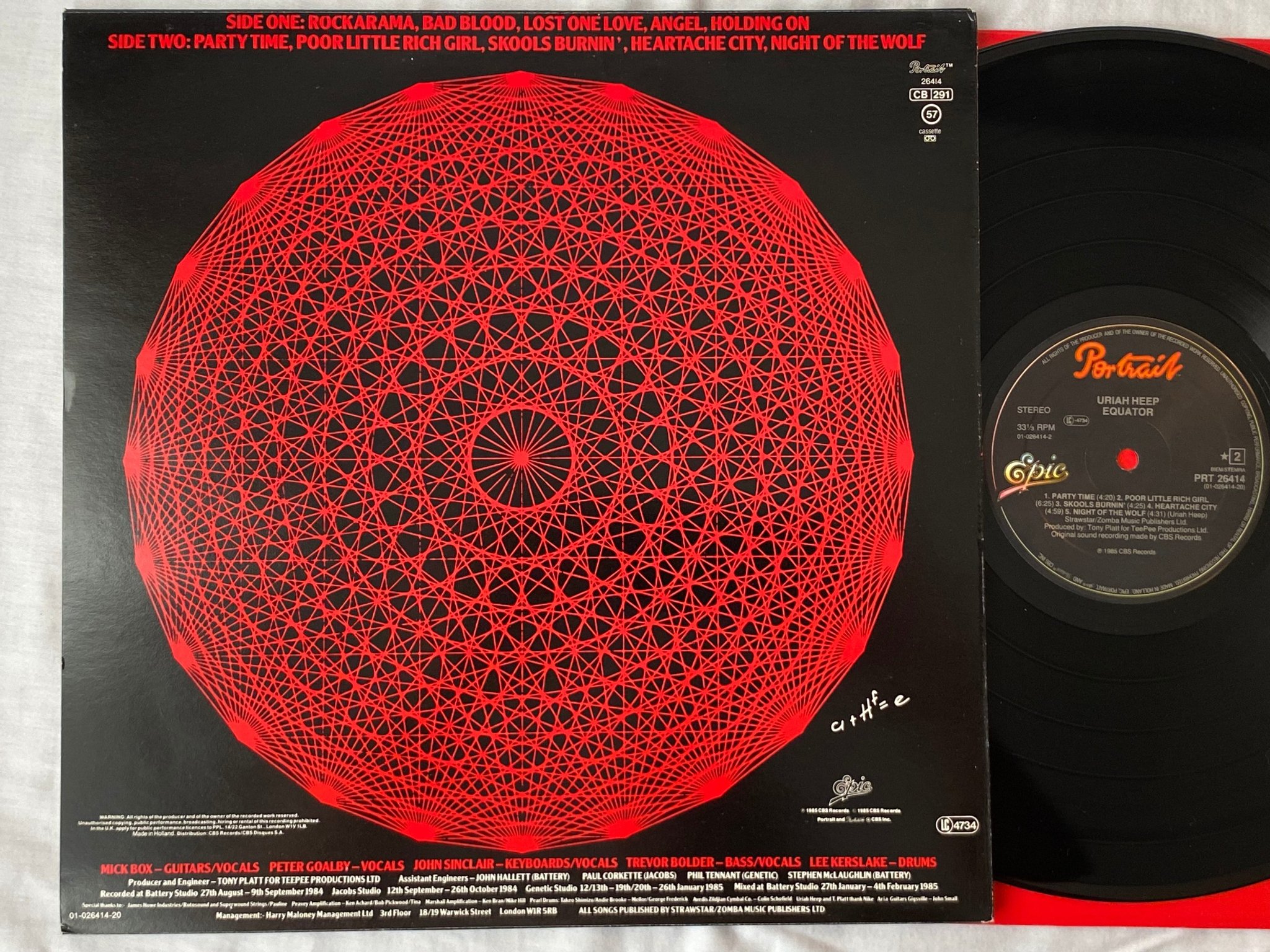 Omslagsbild för skivan URIAH HEEP equator LP -85 Hol PORTRAIT PRT 26414