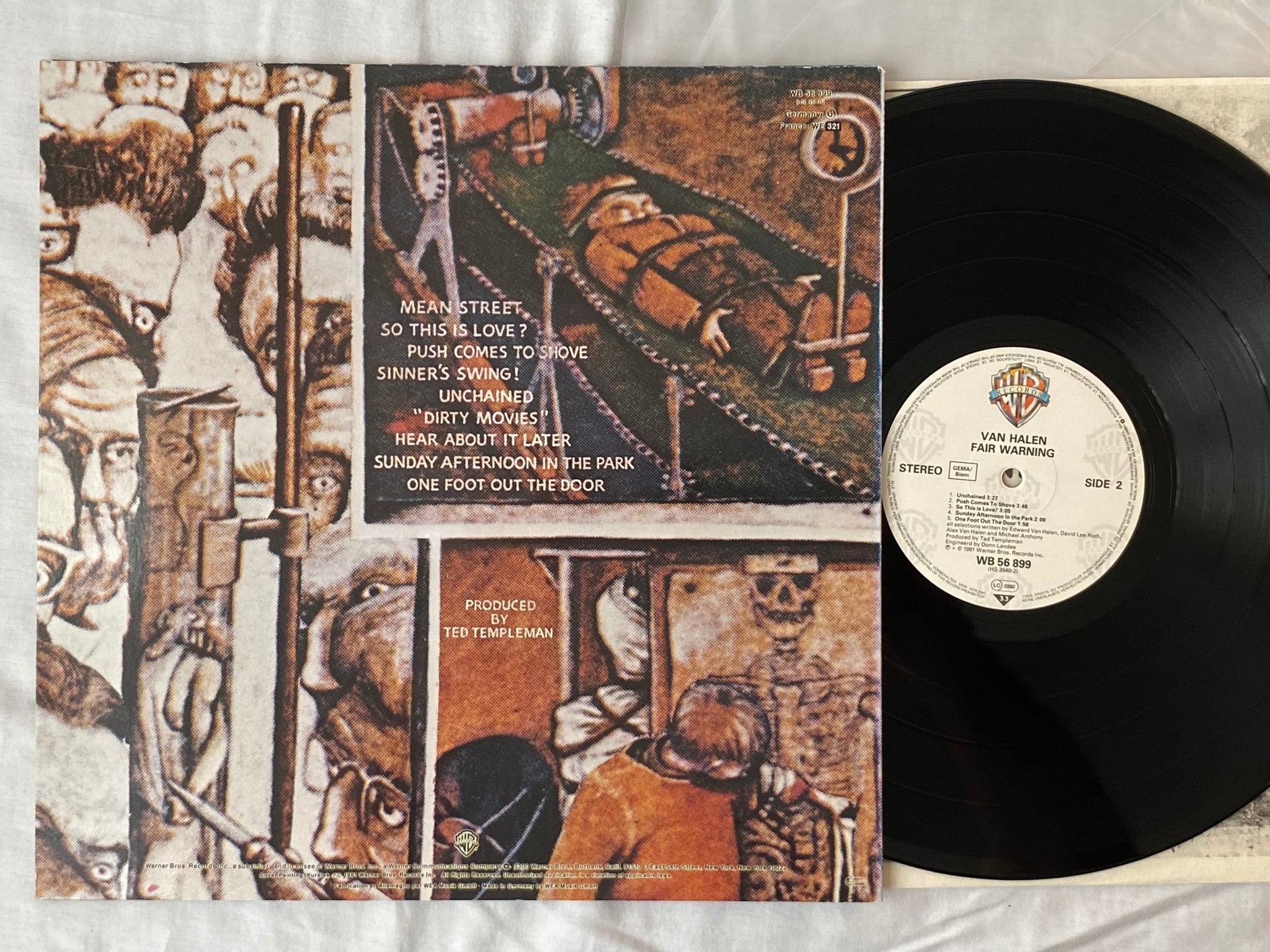 Omslagsbild för skivan VAN HALEN Fair Warning LP -81 Ger WARNER WB 56 899