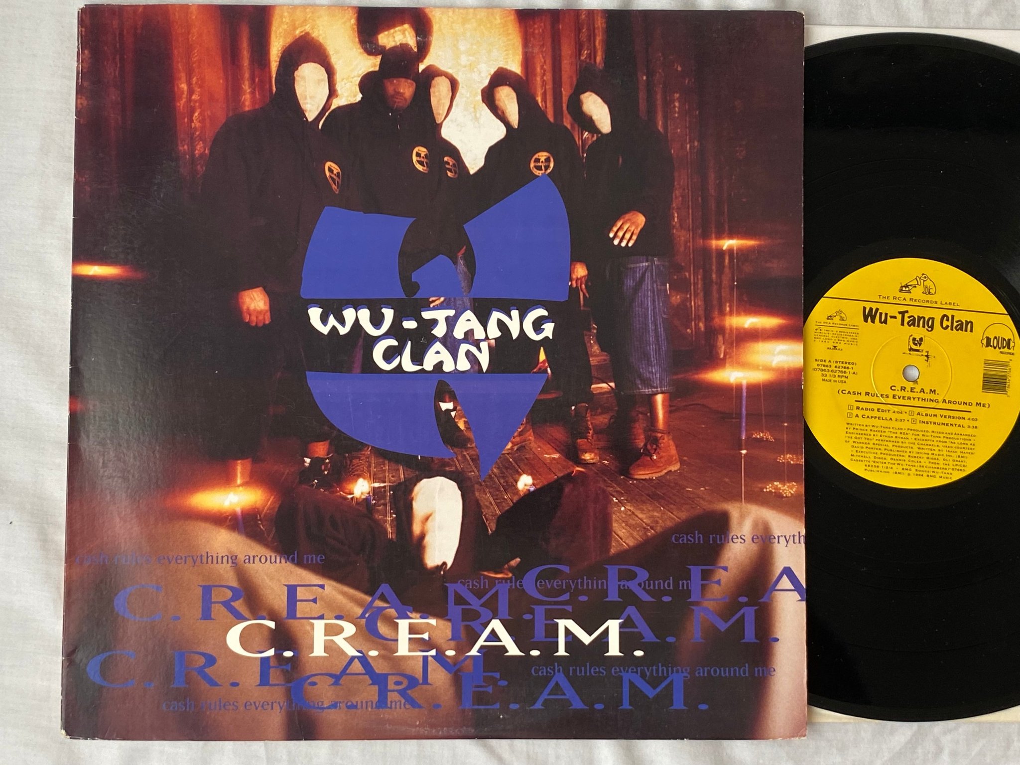 Omslagsbild för skivan WU-TANG CLAN c.r.e.a.m. 12"single -94 US RCA 07863 62766-1 ** yeah **