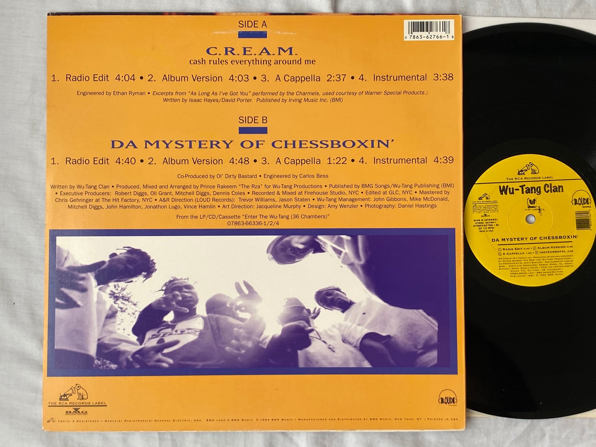 Omslagsbild för skivan WU-TANG CLAN c.r.e.a.m. 12"single -94 US RCA 07863 62766-1 ** yeah **