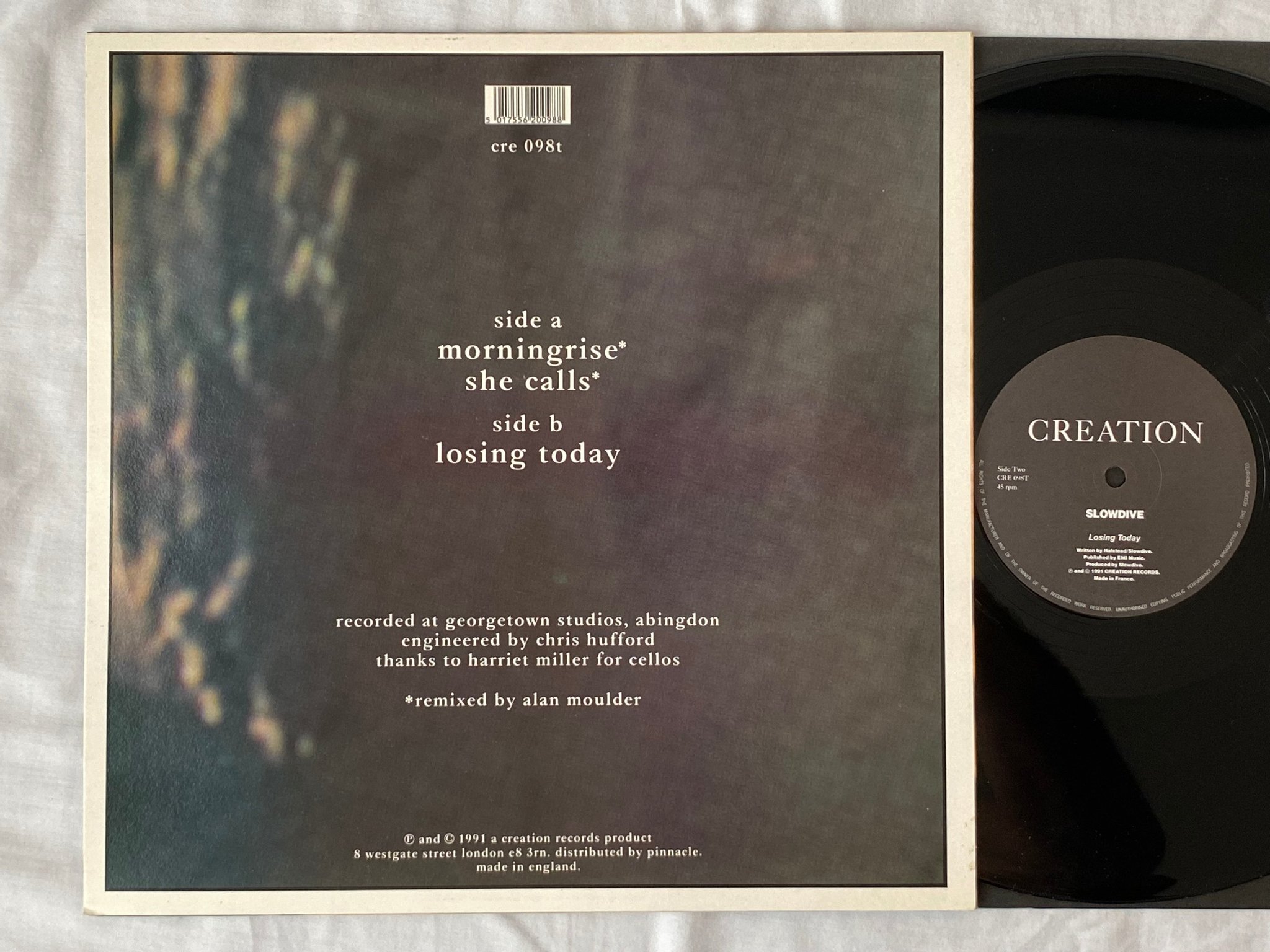Omslagsbild för skivan SLOWDIVE losing today 12"single -91 UK CREATION CRE 098T indie 