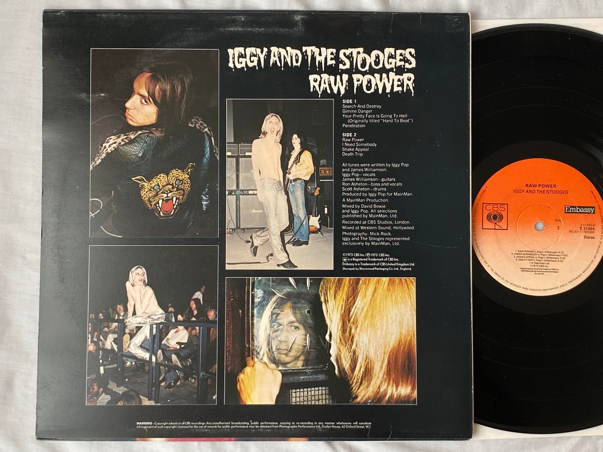 Omslagsbild för skivan IGGY AND THE STOOGES raw power LP re UK CBS/EMBASSY S 31464 ** classic **