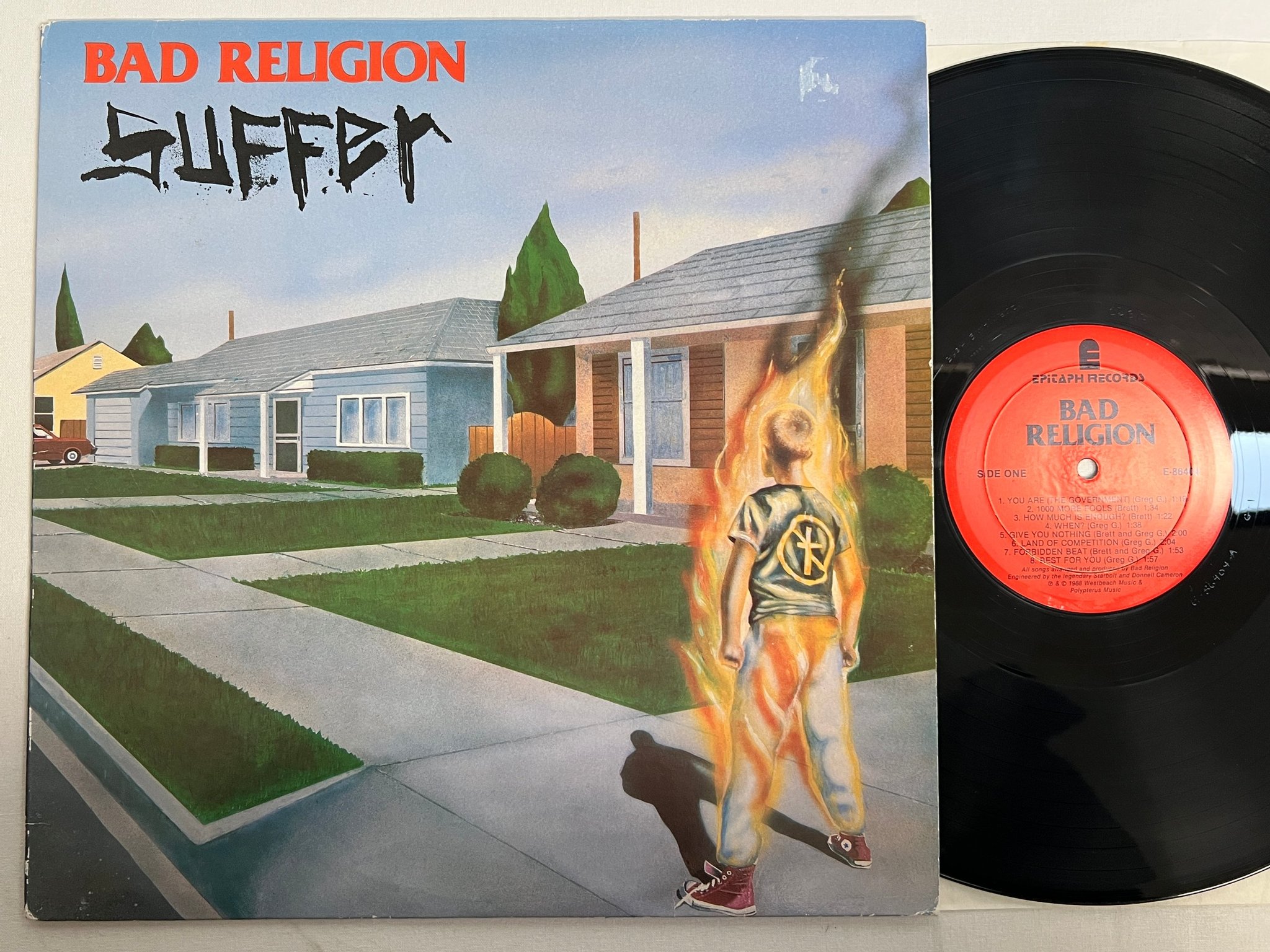 Omslagsbild för skivan BAD RELIGION suffer LP re -88 US EPITAH E-86404 punk 