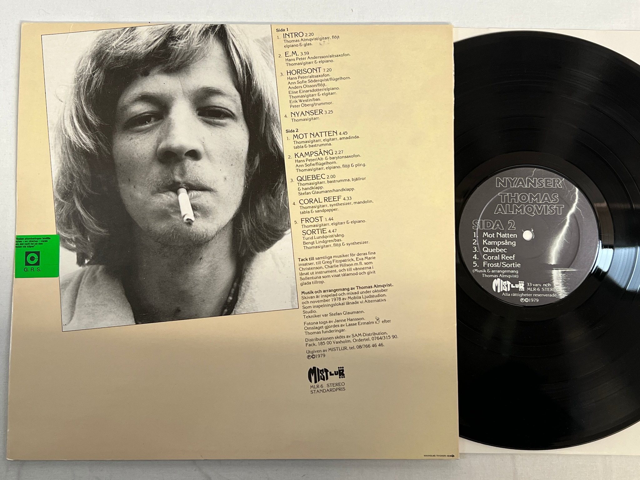 Omslagsbild för skivan THOMAS ALMQVIST nyanser LP -79 Swe MISTLUR MLR 6 ** RARE **