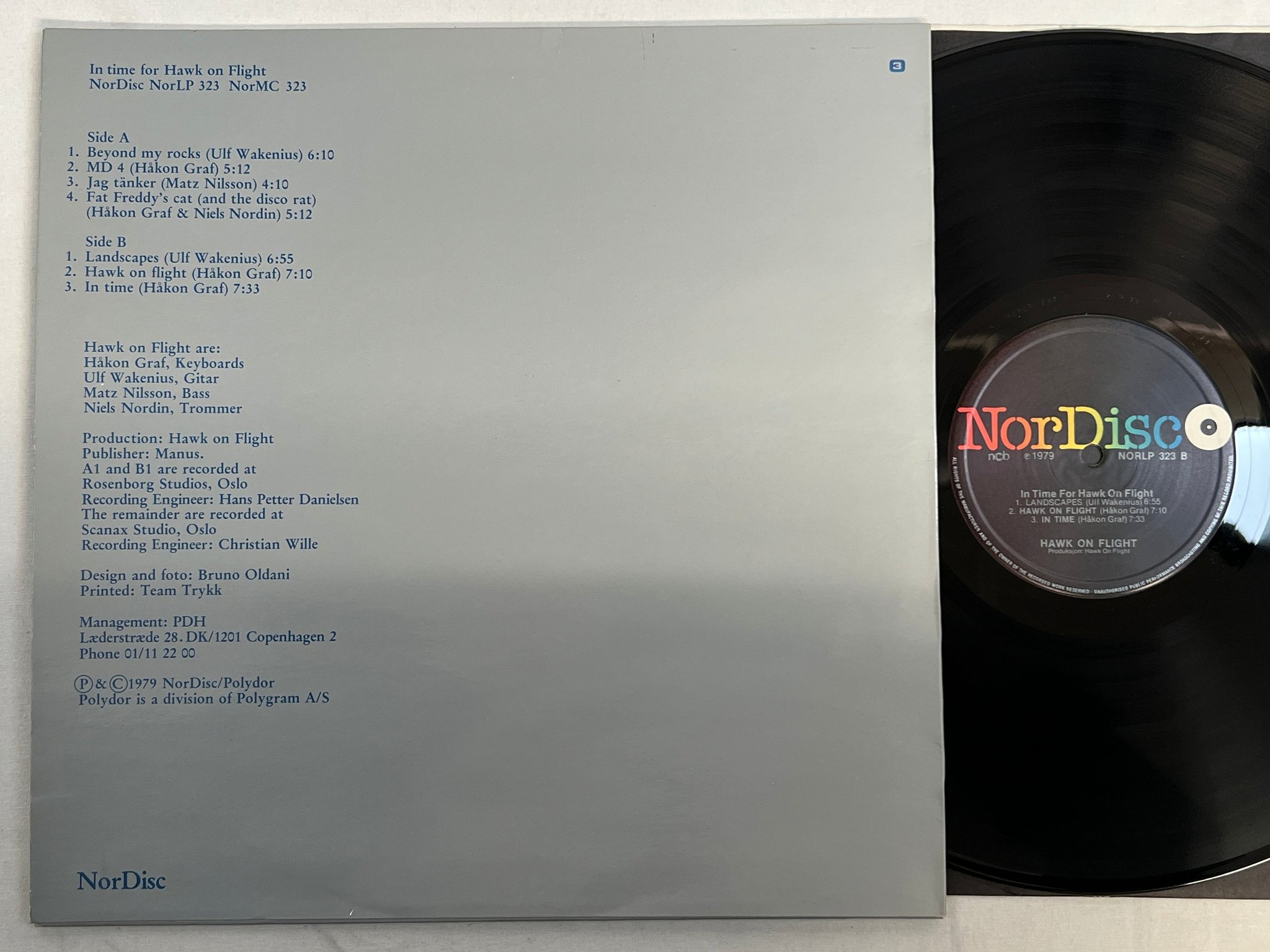 Omslagsbild för skivan HAWK ON FLIGHT in time for ... LP -79 NORDISC NORLP 323 fusion jazz