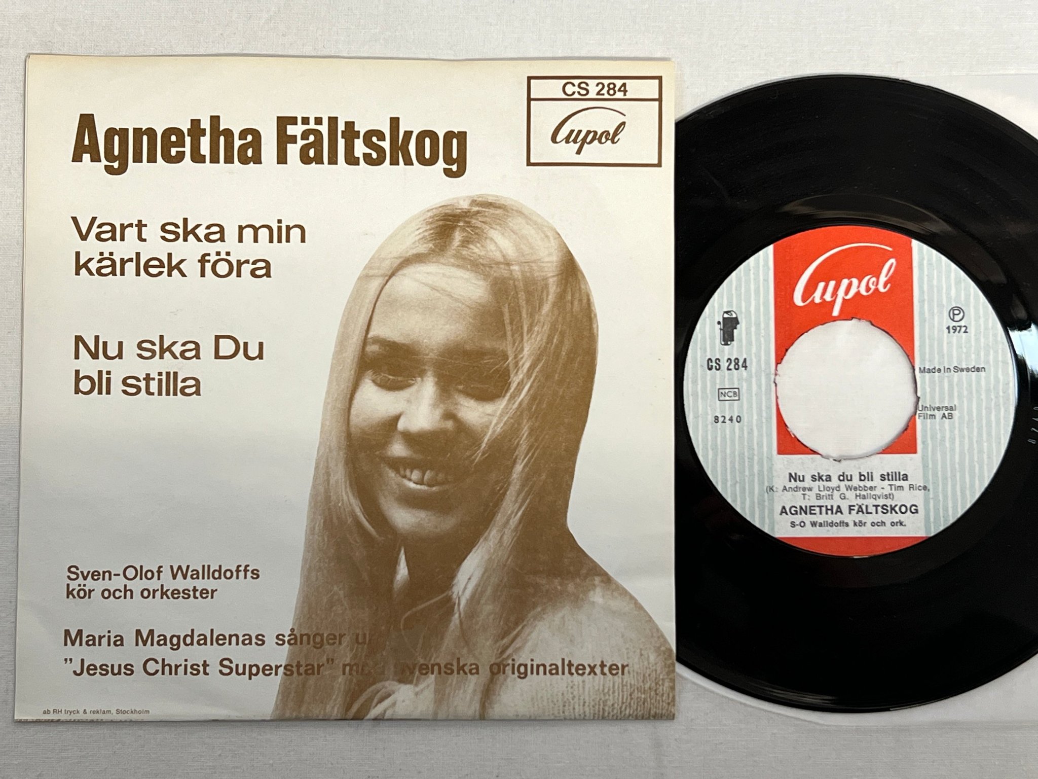 Omslagsbild för skivan AGNETHA FÄLTSKOG vart ska min kärlek föra 7"single -72 Swe CUPOL CS 284 