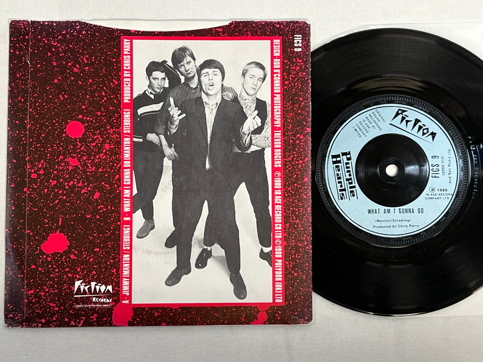 Omslagsbild för skivan PURPLE HEARTS Jimmy 7"single -80 UK FICTION FICS 9 mod 