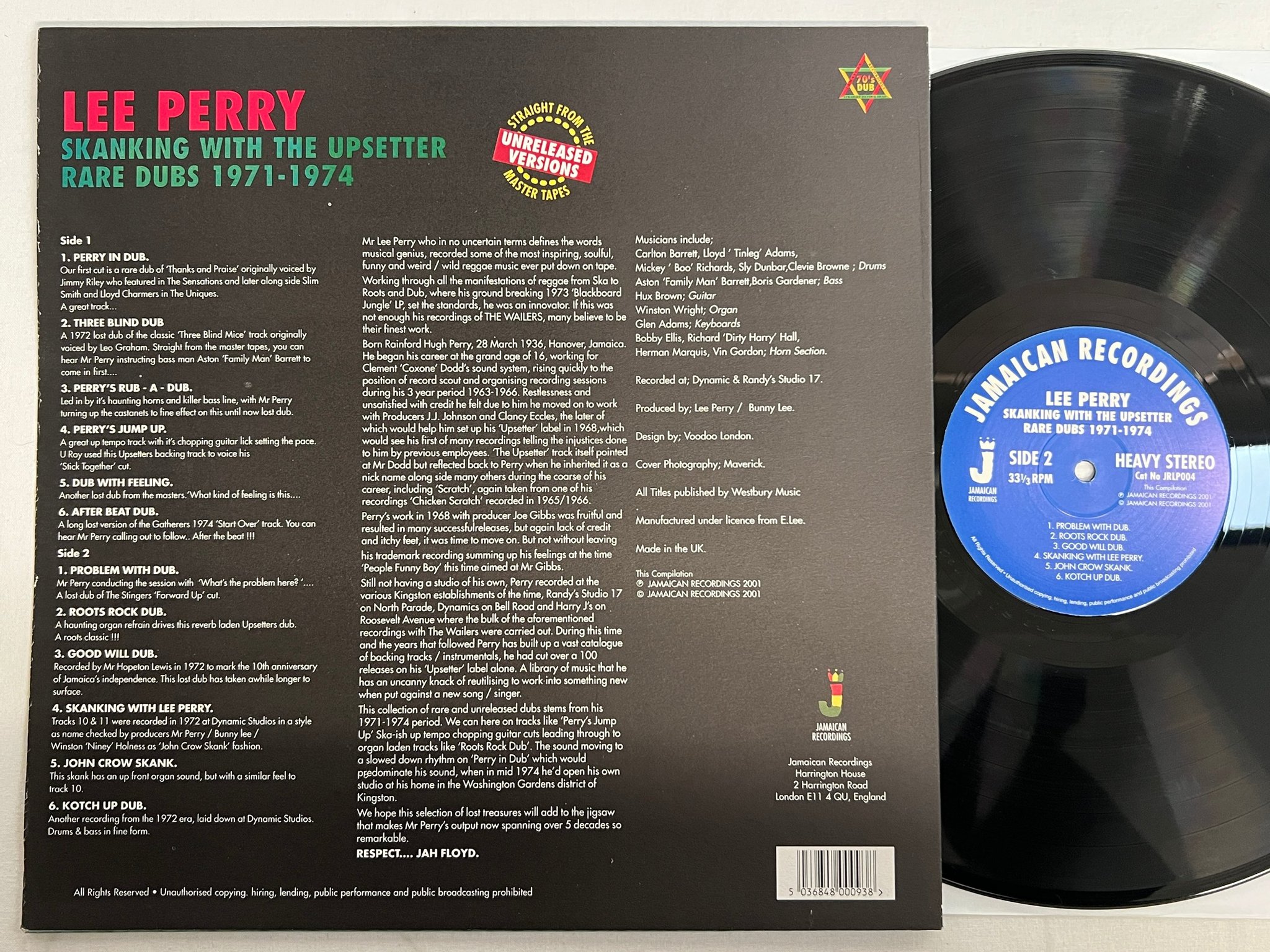 Omslagsbild för skivan LEE PERRY skanking with the upsetter Rare Dubs 1971-1974 LP 2001 UK 