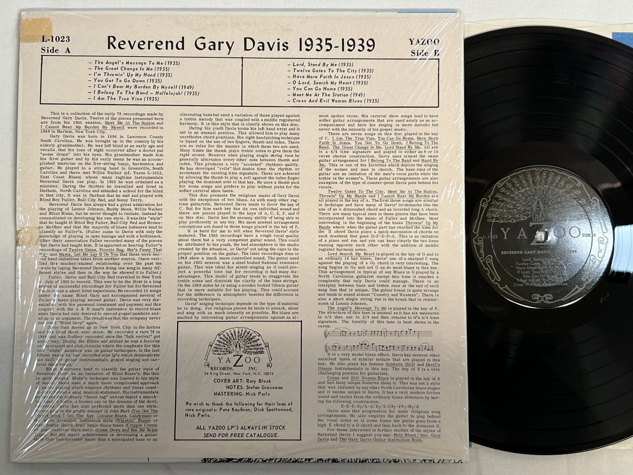 Omslagsbild för skivan REVEREND GARY DAVIS 1935-1949 LP -70 US YAZOO L-1023