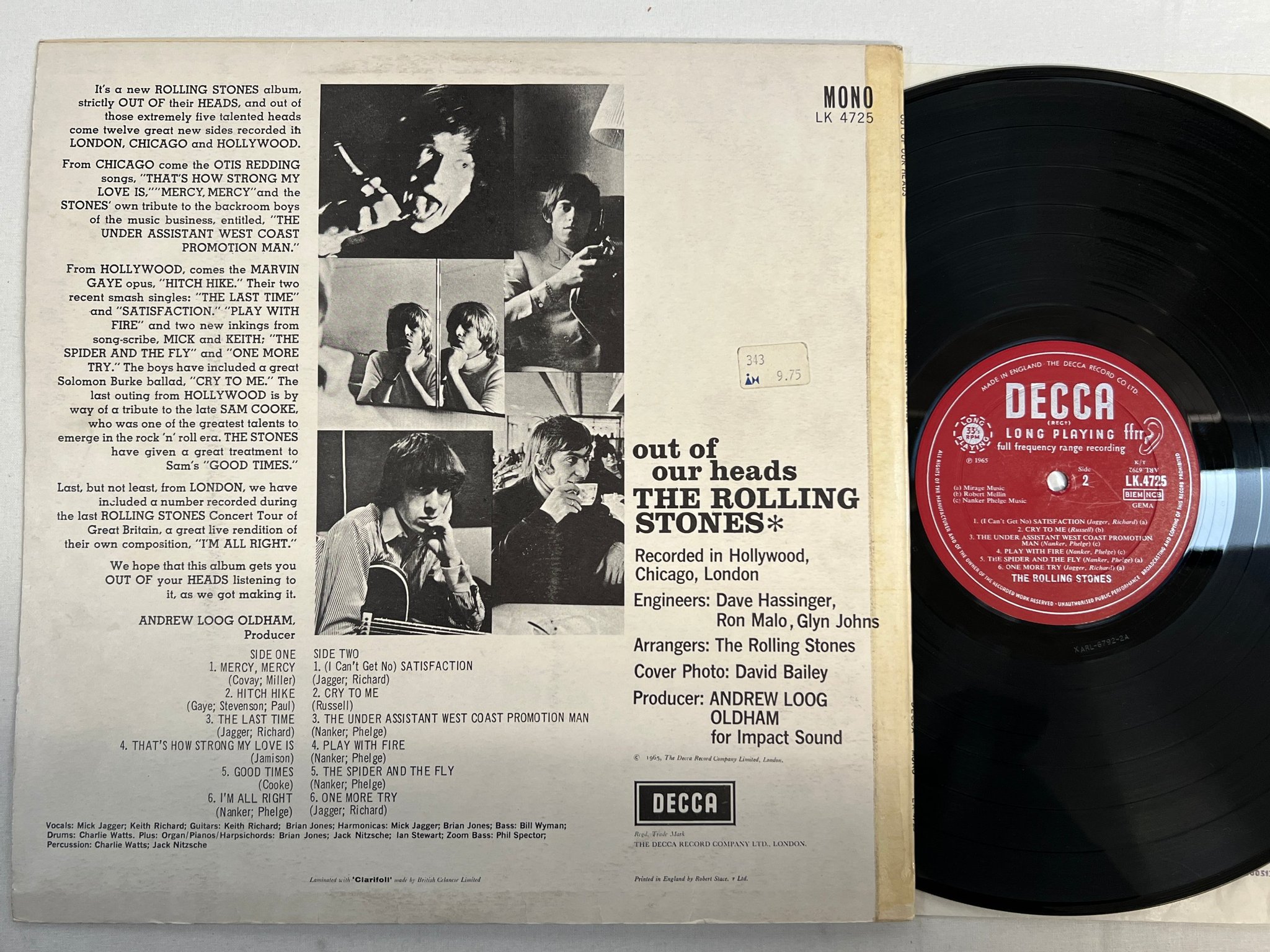 Omslagsbild för skivan THE ROLLING STONES out of our heads LP -65 UK DECCA MONO LK 4725