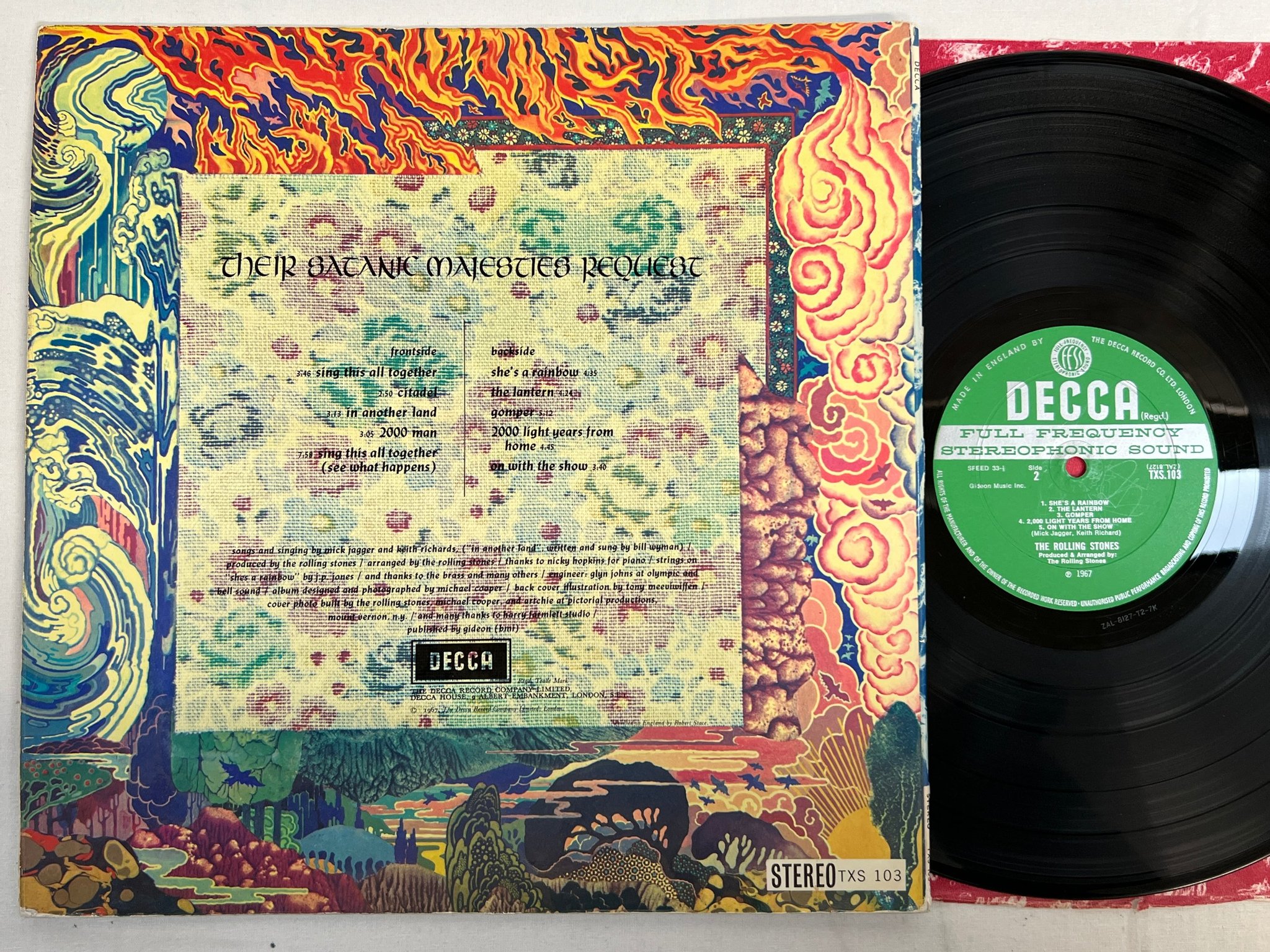 Omslagsbild för skivan THE ROLLING STONES Their Satanic Majesties Request LP -67 UK DECCA TXS 103 Lenti