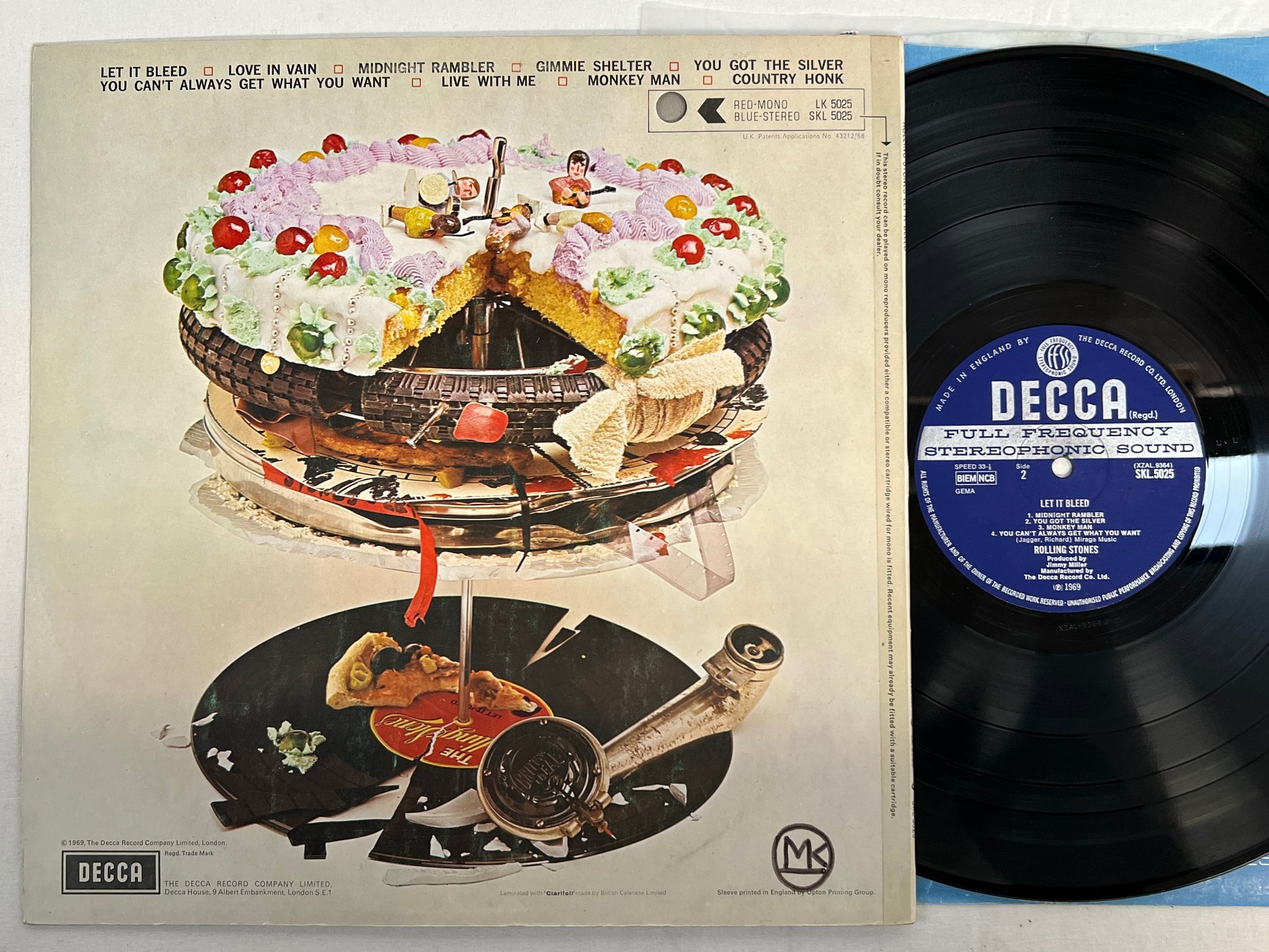 Omslagsbild för skivan THE ROLLING STONES let it bleed LP -69 UK DECCA SKL 5025 