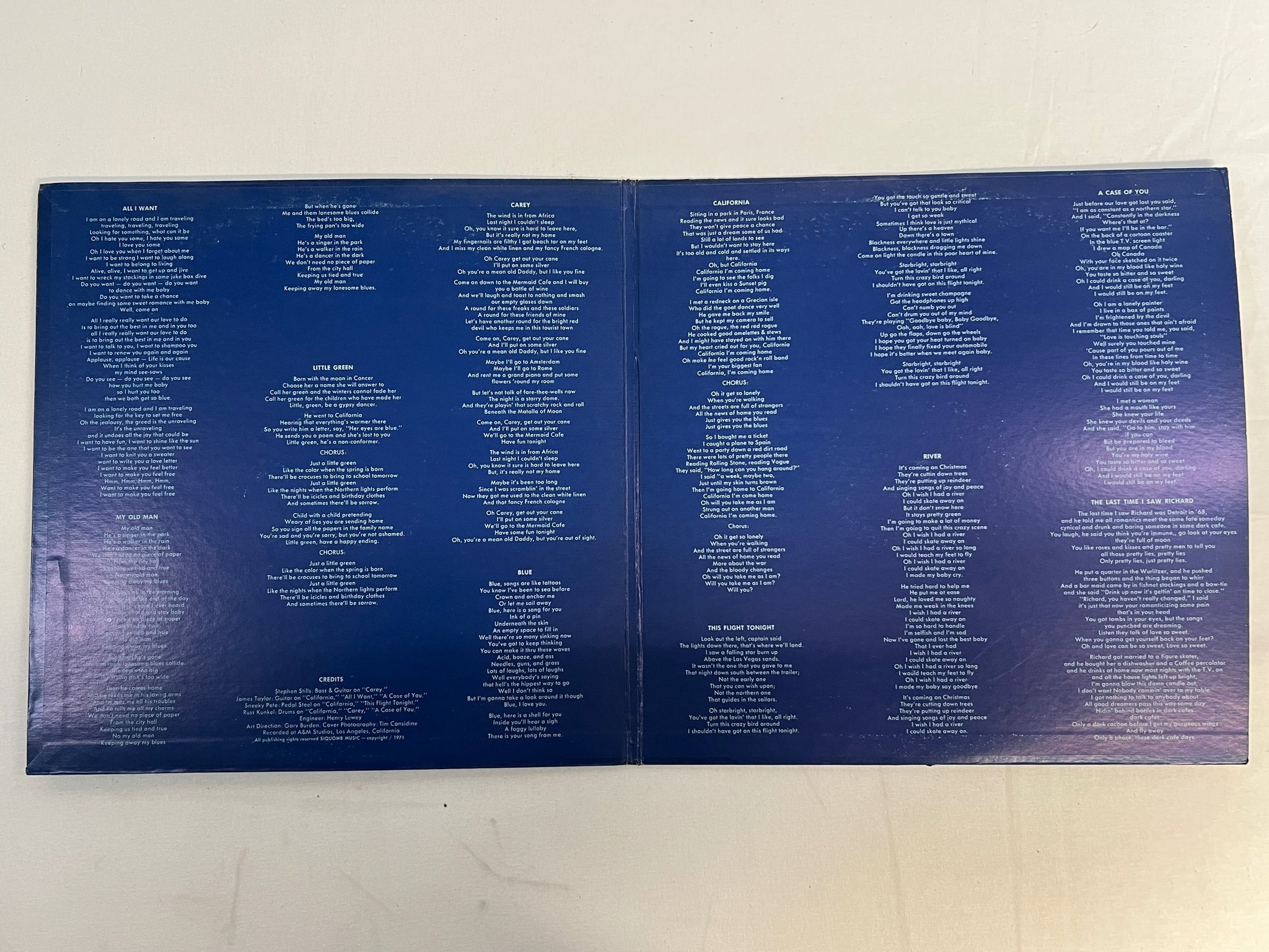 Omslagsbild för skivan JONI MITCHELL blue LP -71 US REPRISE MS 2038 ** classic **