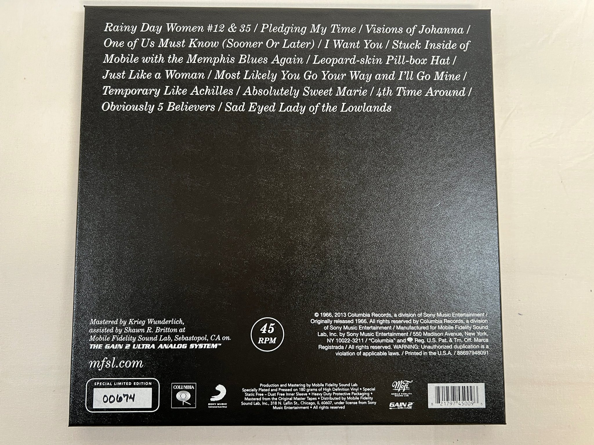 Omslagsbild för skivan BOB DYLAN blonde on blonde 3xLP 2013 US MFSL 3-45009 AUDIOPHILE