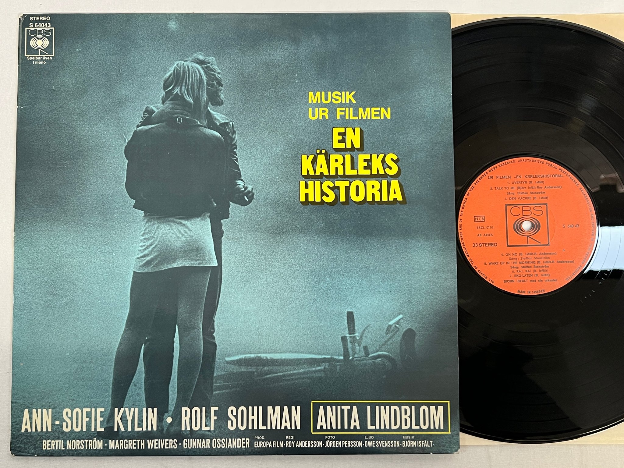 Omslagsbild för skivan Anita Lindblom / Björn Isfält "en kärlekshistoria" LP -70 Swe CBS S 64043