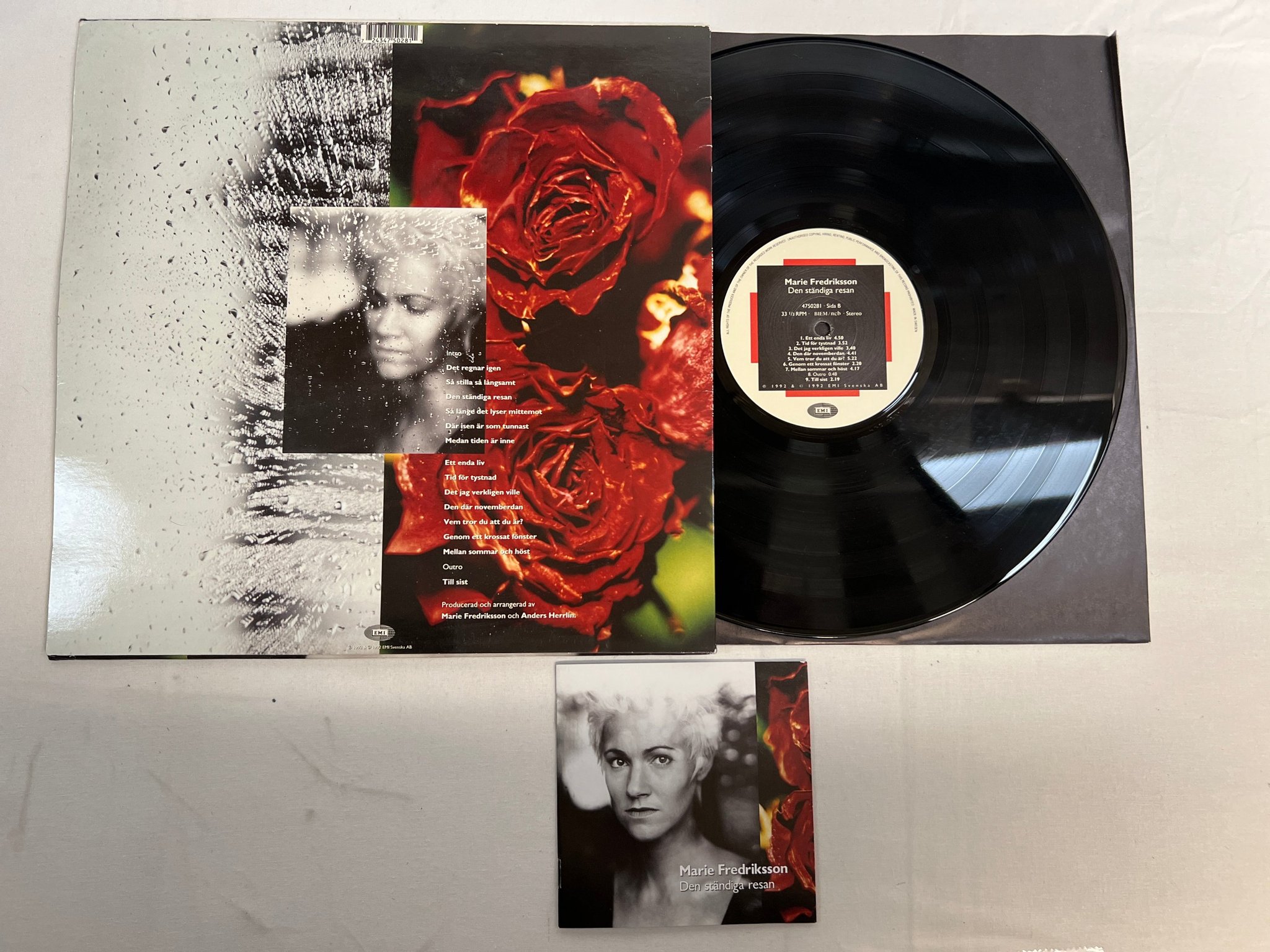 Omslagsbild för skivan MARIE FREDRIKSSON den ständiga resan LP -92 Swe EMI 4750281