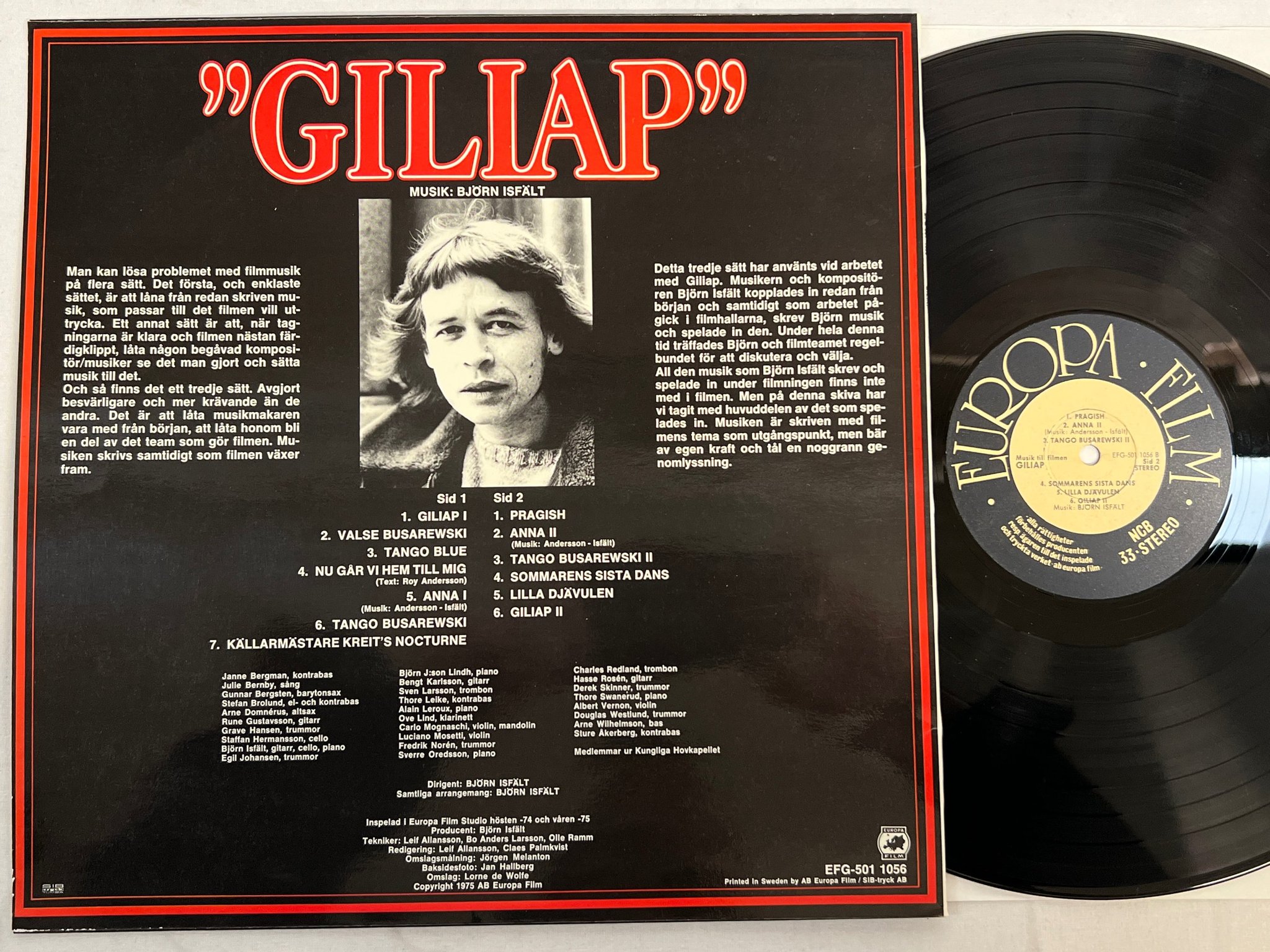 Omslagsbild för skivan BJÖRN ISFÄLT "Giliap" LP -75 Swe EUROPA FILM EFG-501 1056