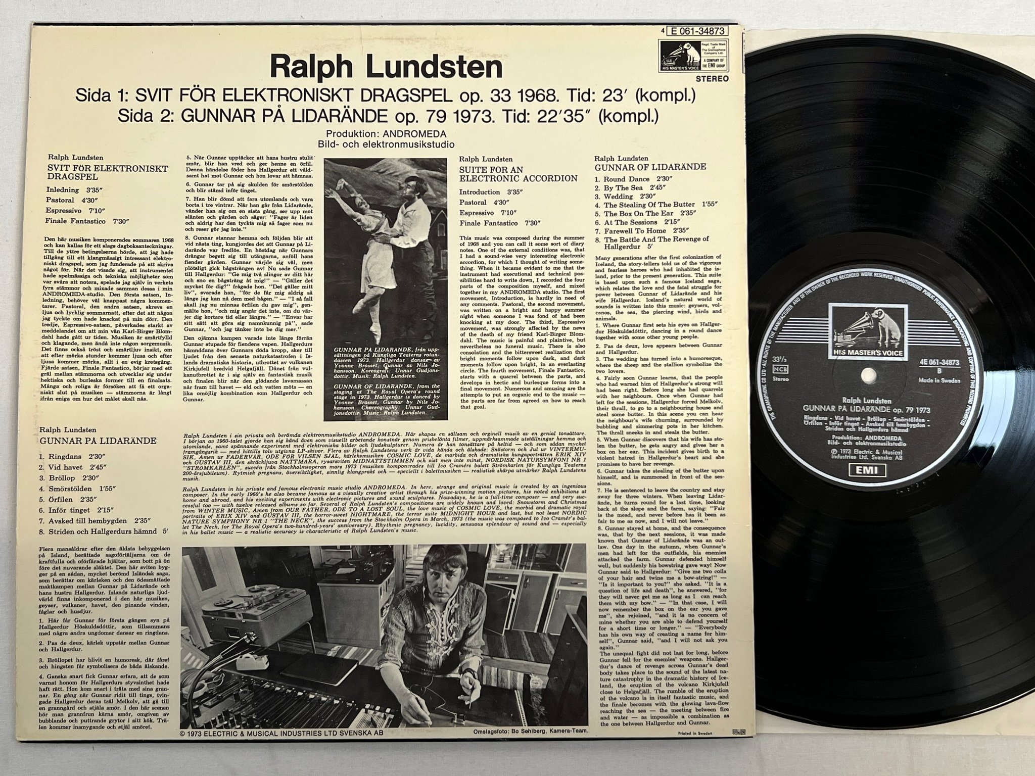 Omslagsbild för skivan RALPH LUNDSTEN svit för elektoniskt dragspel op. 33 LP -73 Swe HMV 4E 061-34873