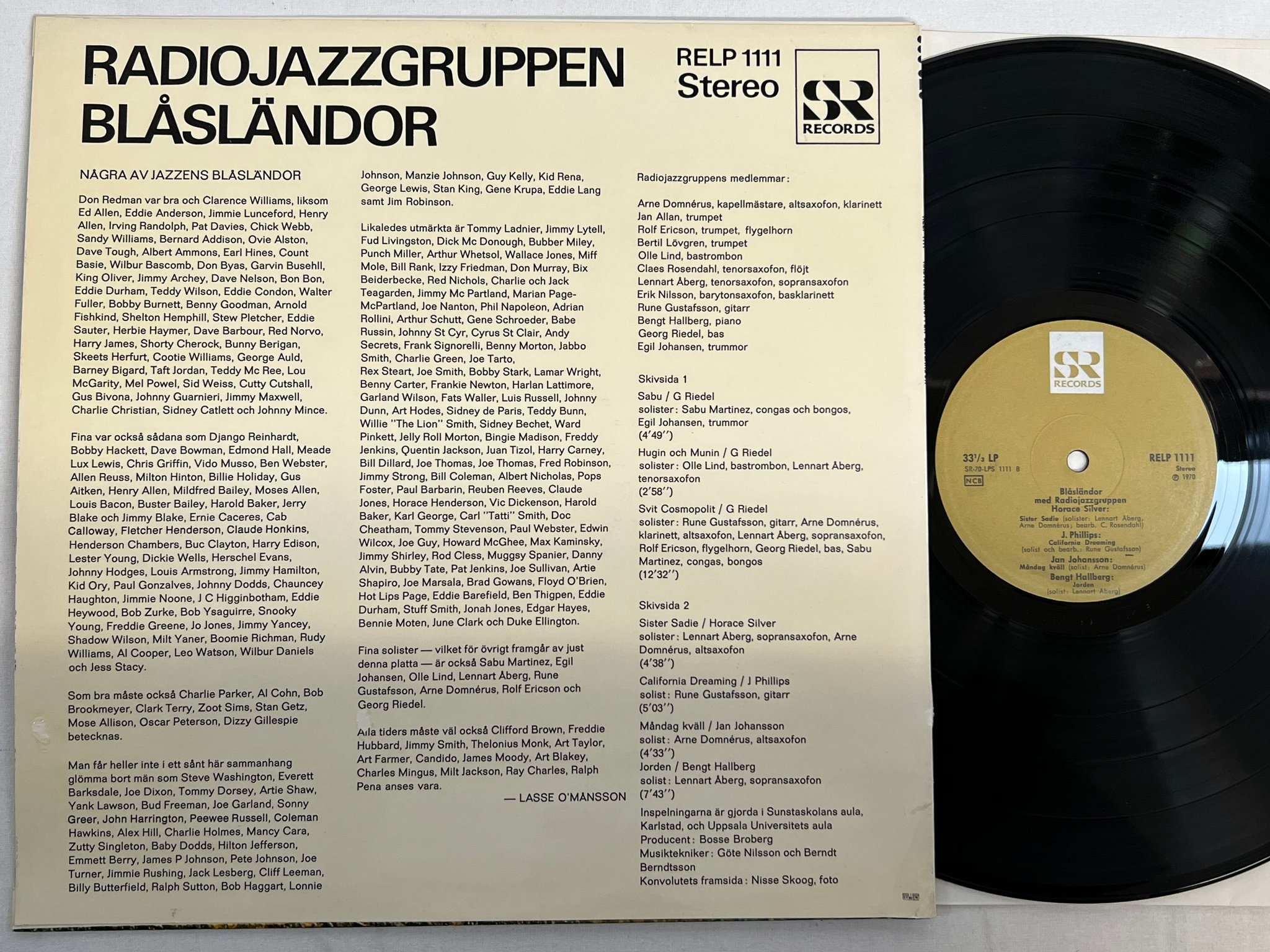 Omslagsbild för skivan RADIOJAZZGRUPPEN blåsländor LP -70 Swe SR RELP 1111