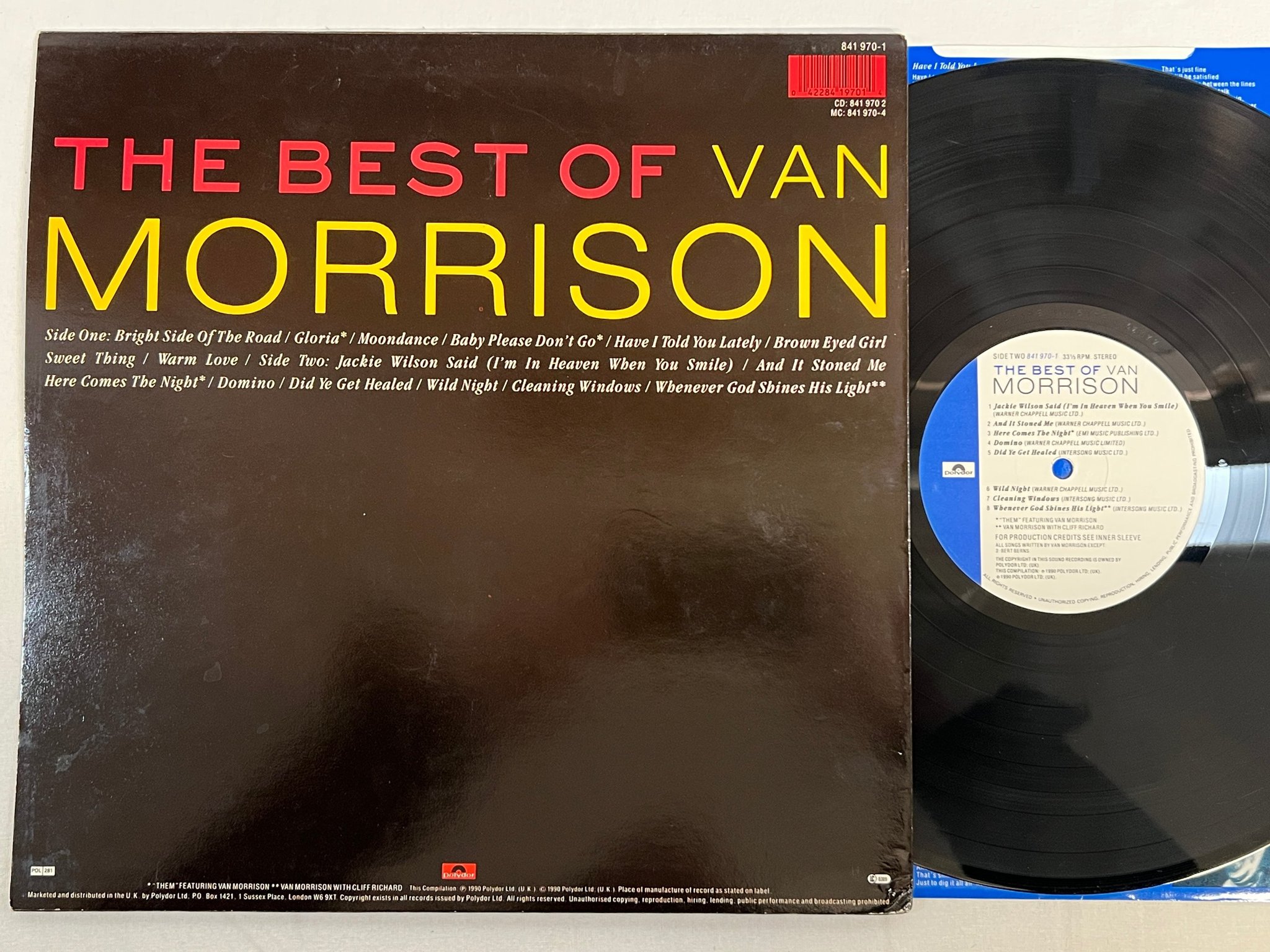 Omslagsbild för skivan VAN MORRISON the best of LP -90 UK POLYDOR 841 970-1