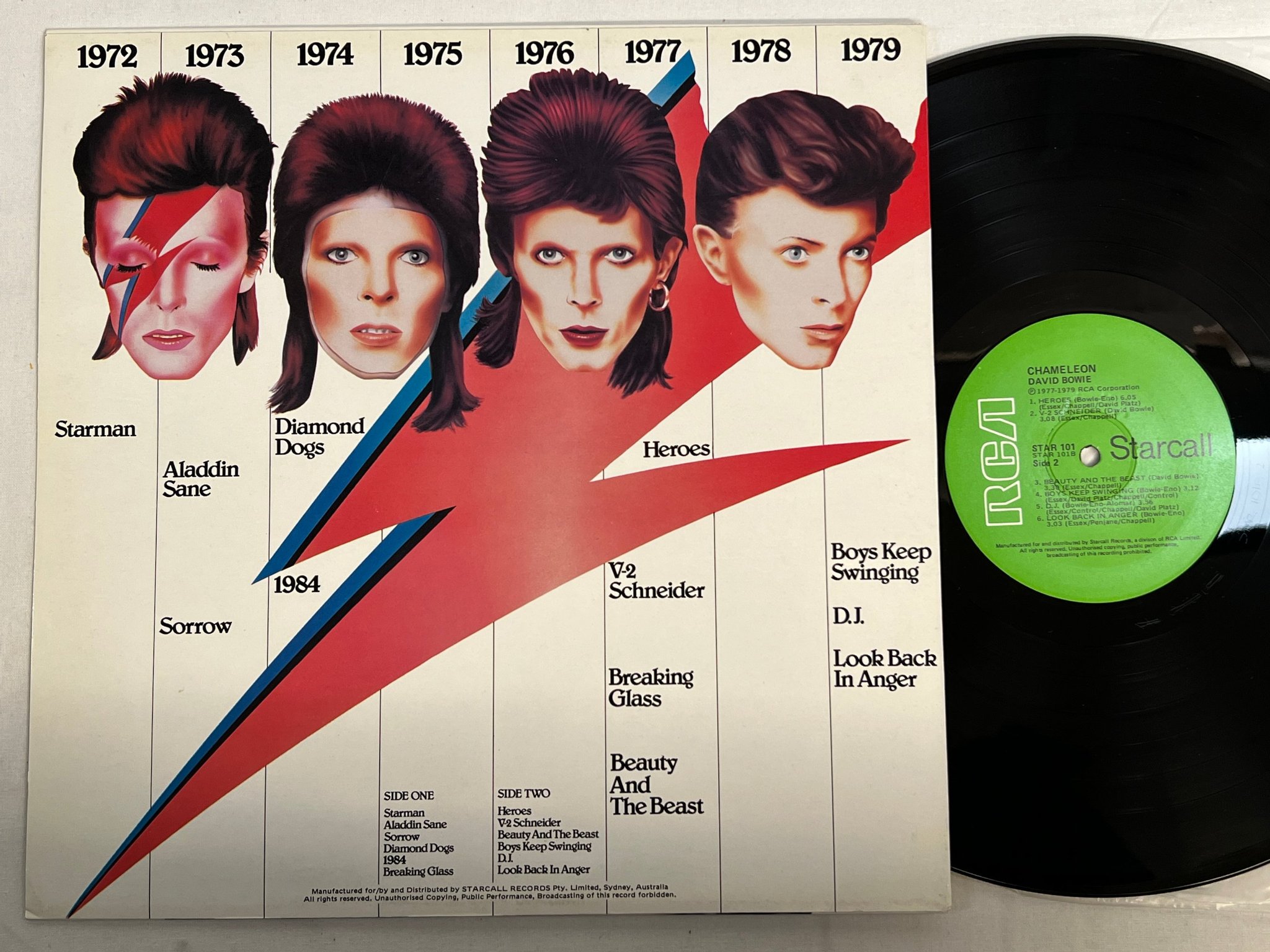 Omslagsbild för skivan DAVID BOWIE chameleon LP -79 Australia RCA/STARCALL STAR 101