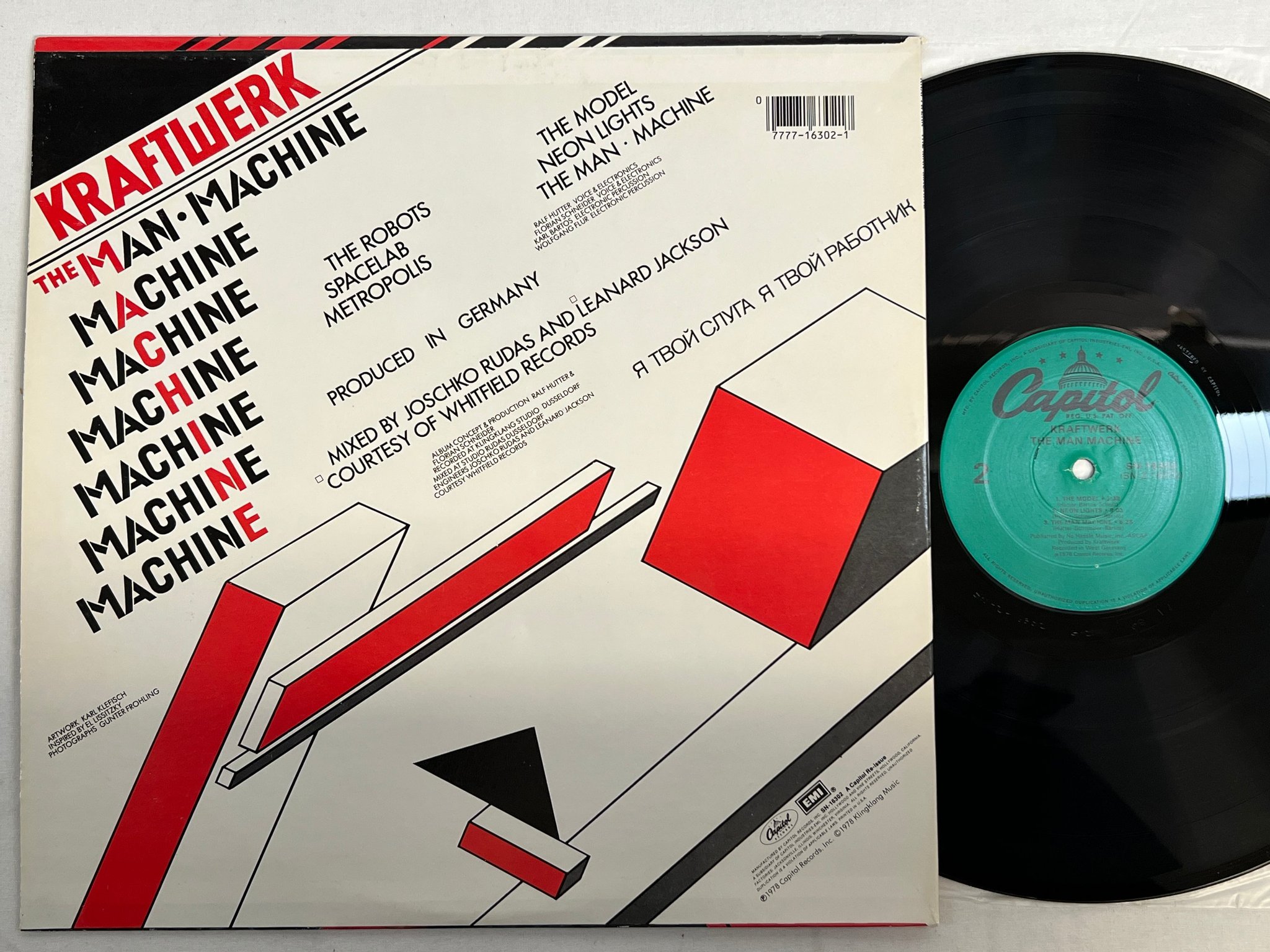 Omslagsbild för skivan KRAFTWERK the man machine LP -78 US CAPITOL SN 16302