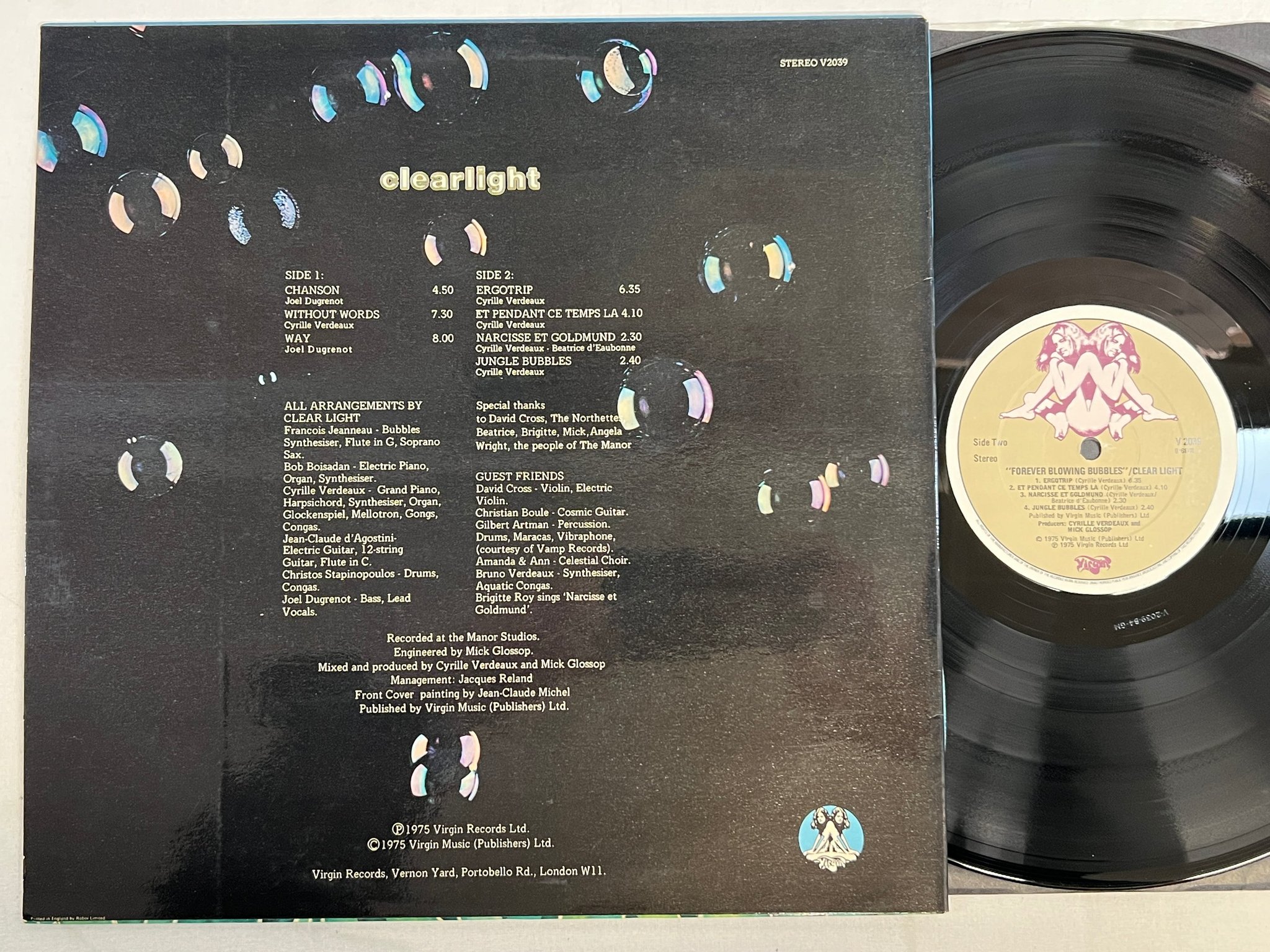 Omslagsbild för skivan CLEARLIGHT Forever Blowing Bubbles LP -75 UK VIRGIN V 2039