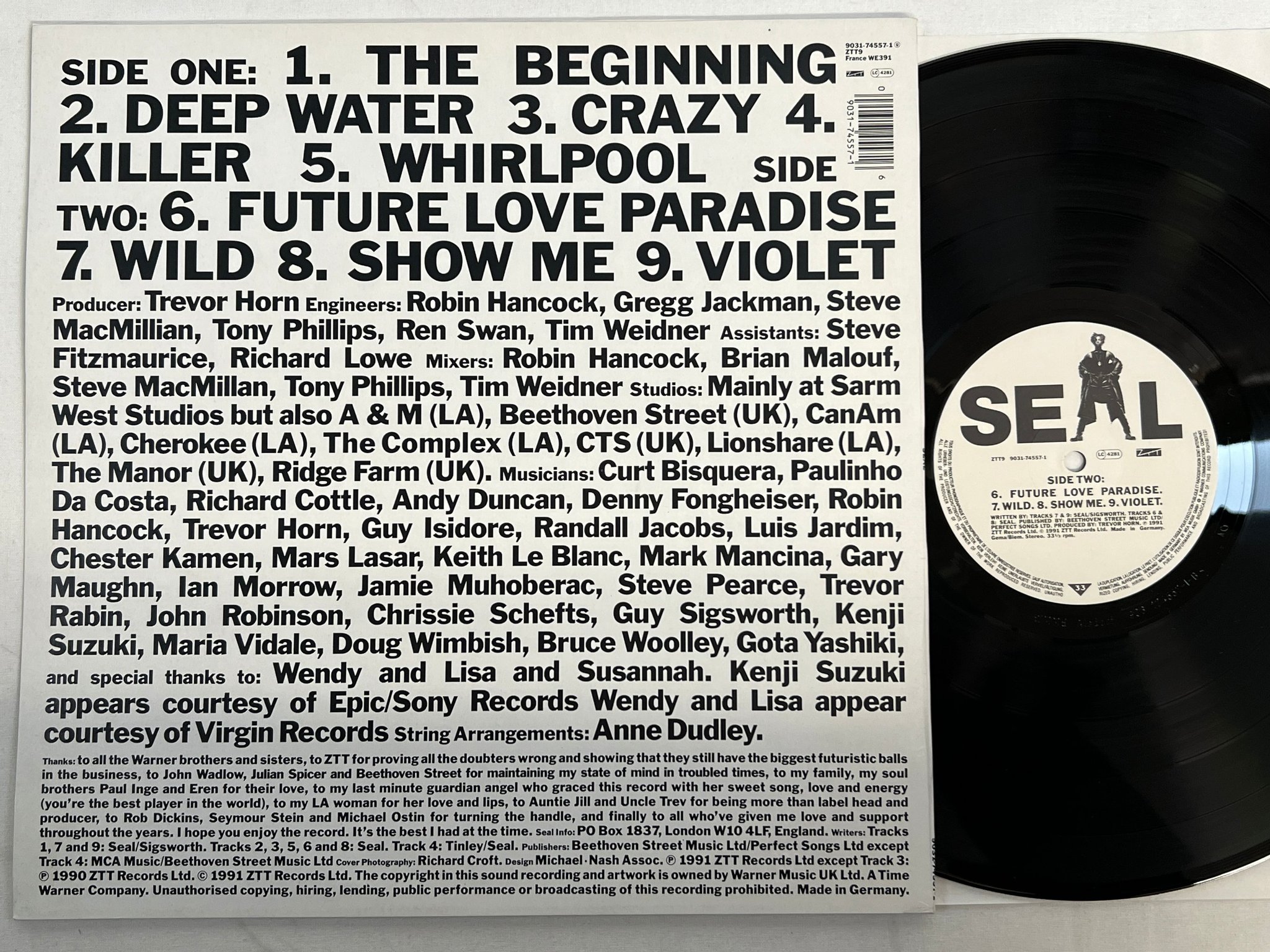 Omslagsbild för skivan SEAL s/t LP -91 Ger ZZT 9031-74557-1 ** 90's CLASSIC **