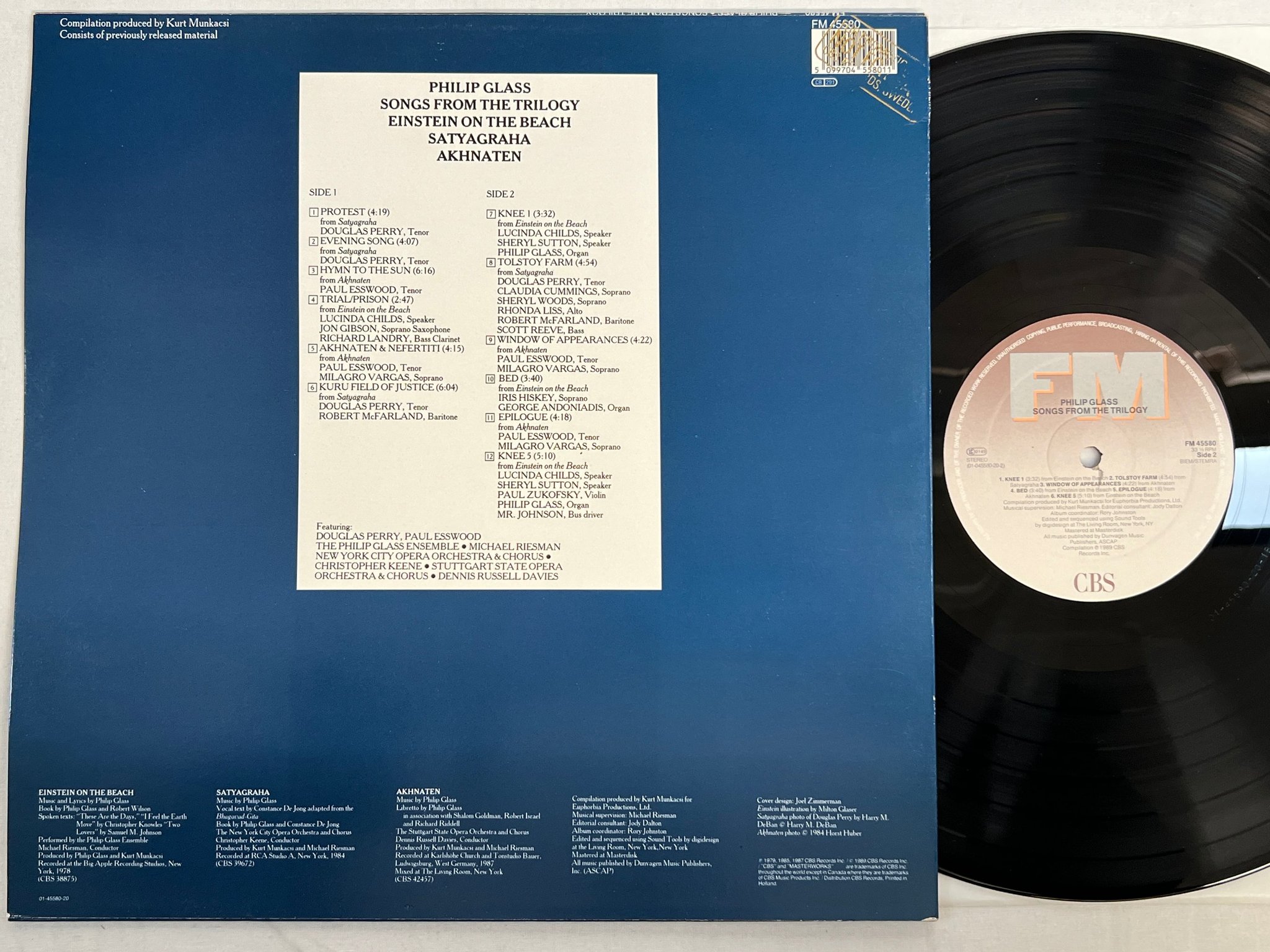 Omslagsbild för skivan PHILIP GLASS Songs From The Trilogy LP -89 Hol FM 45580