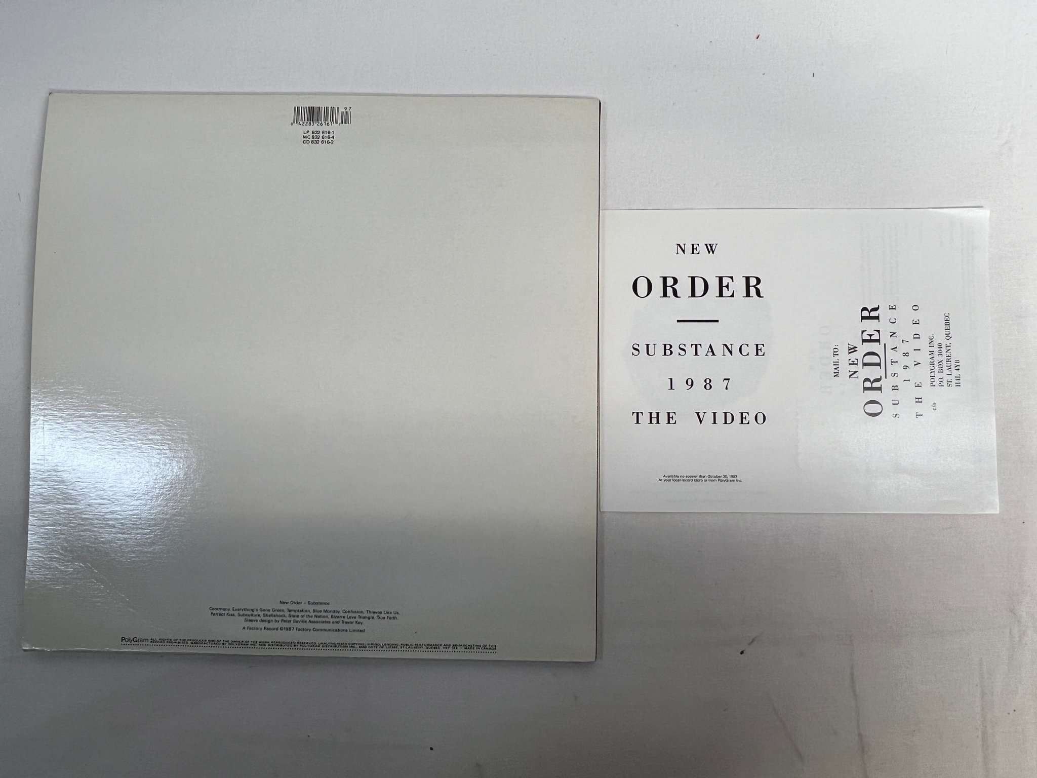 Omslagsbild för skivan NEW ORDER substance 2xLP -87 Can FACTORY 832 616-1 embossed sleeve RARE 