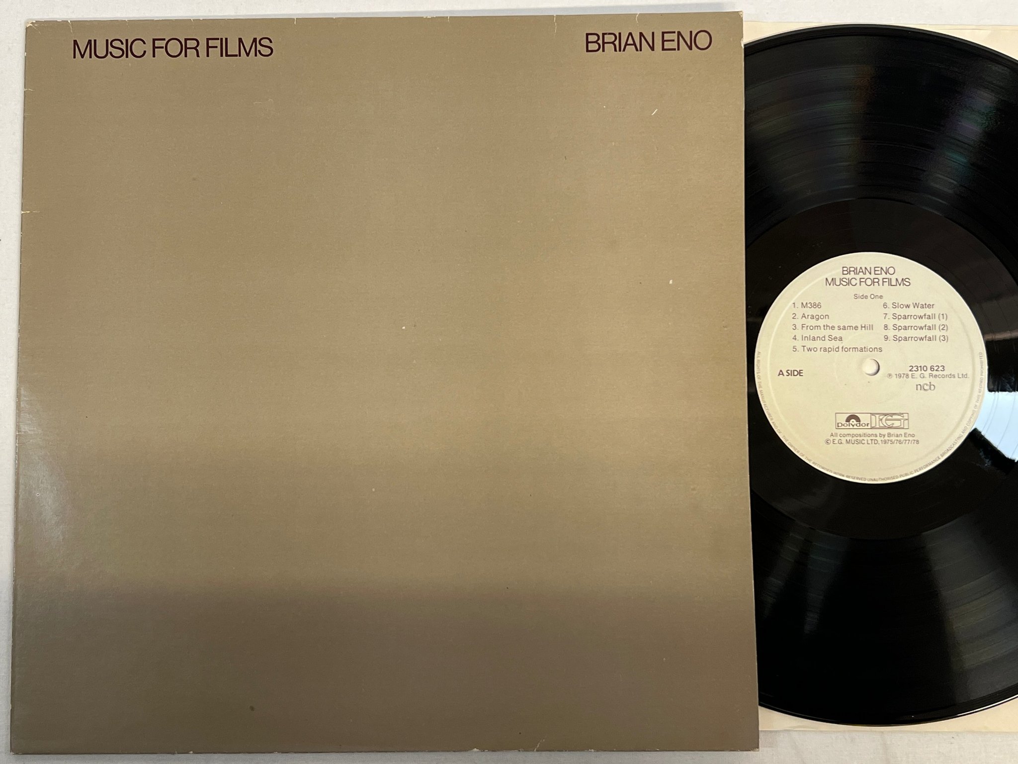 Omslagsbild för skivan BRIAN ENO music for films LP -78 ncb POLYDOR 2310 623