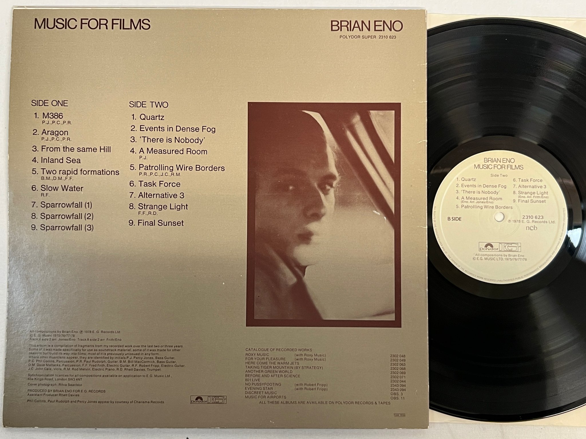 Omslagsbild för skivan BRIAN ENO music for films LP -78 ncb POLYDOR 2310 623