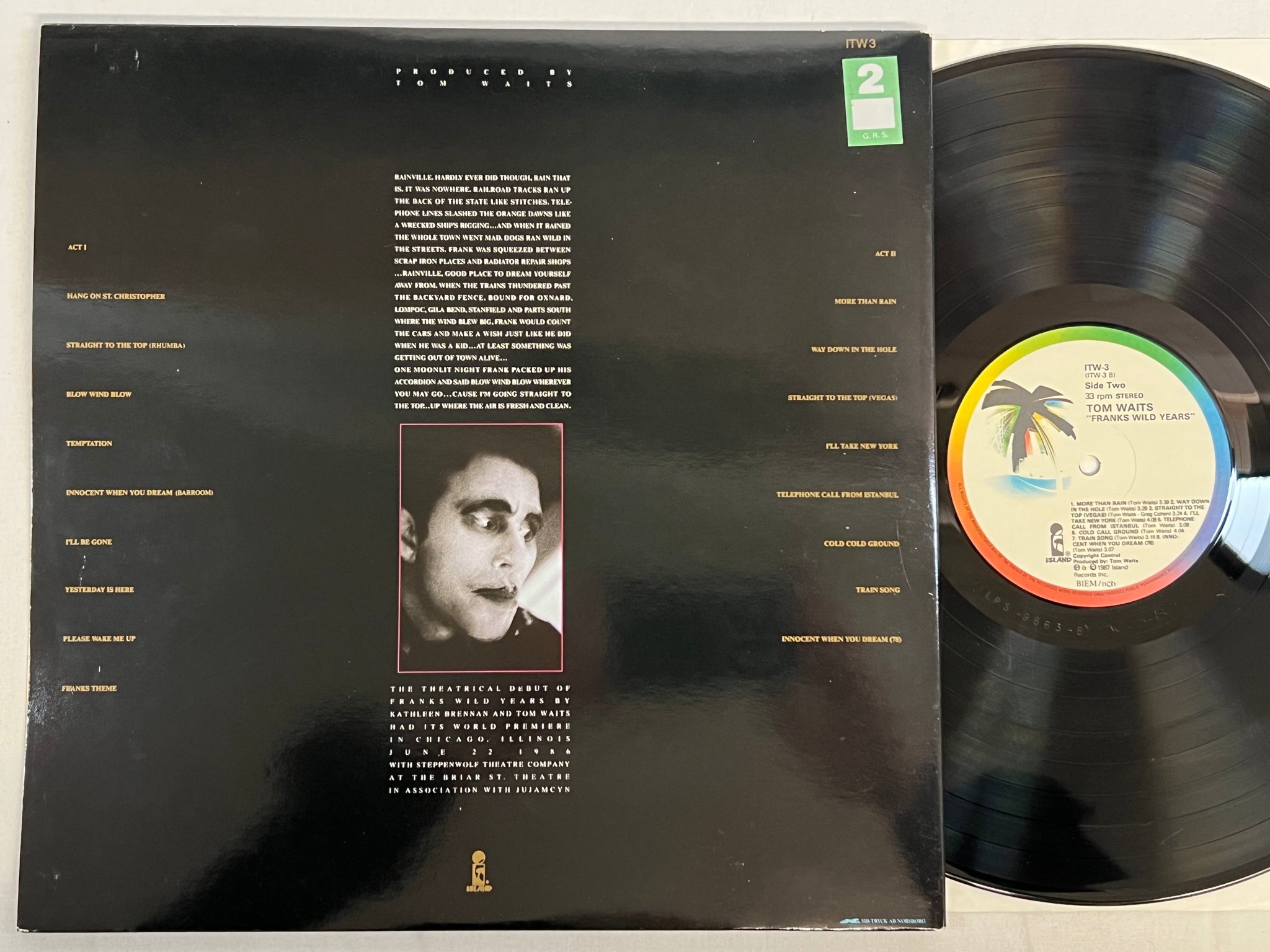 Omslagsbild för skivan TOM WAITS Franks wild years LP -87 ncb ISLAND ITW-3 