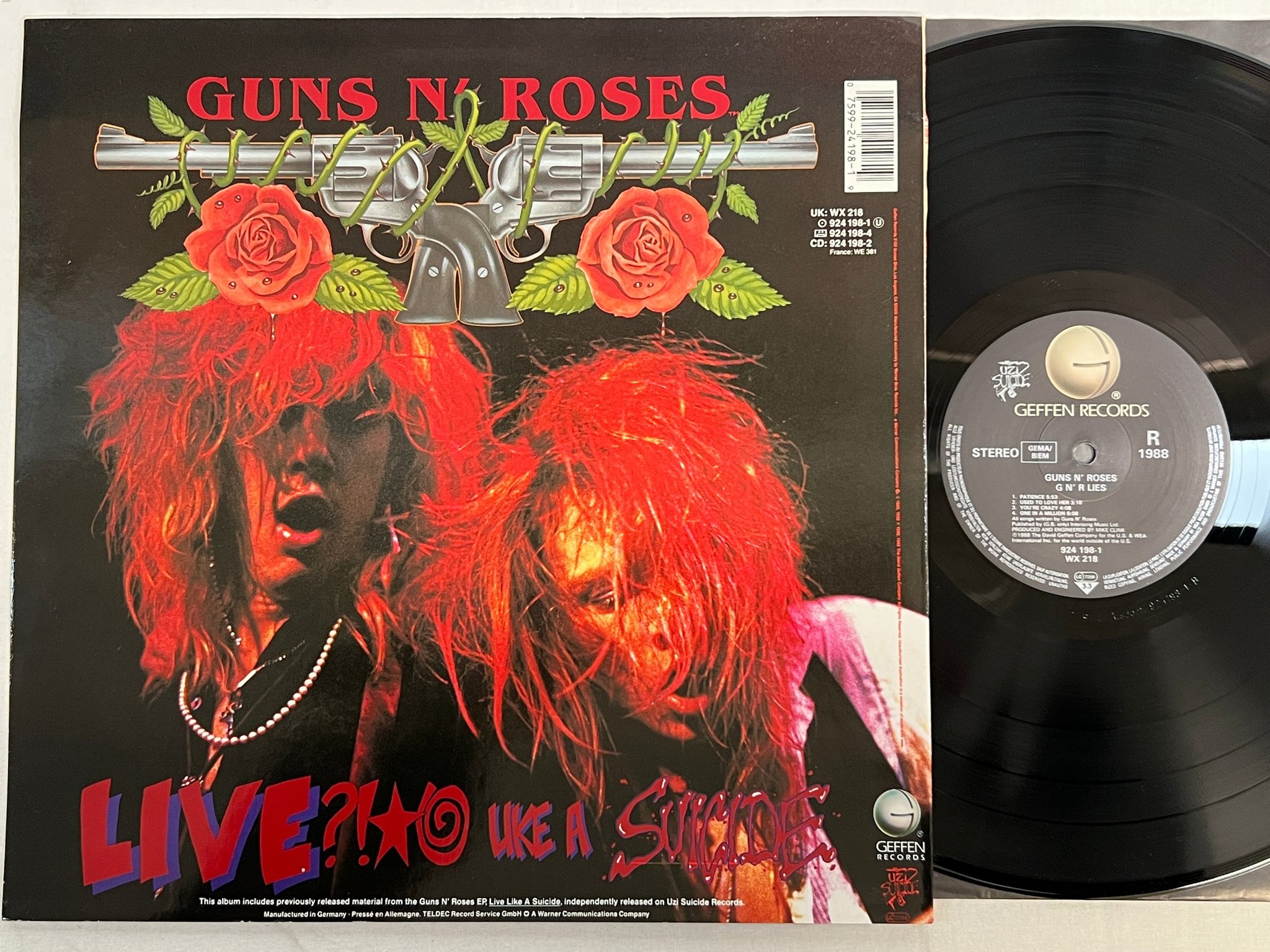 Omslagsbild för skivan GUNS N ROSES lies LP -88 Ger GEFFEN 924 198-1 uncencored inner