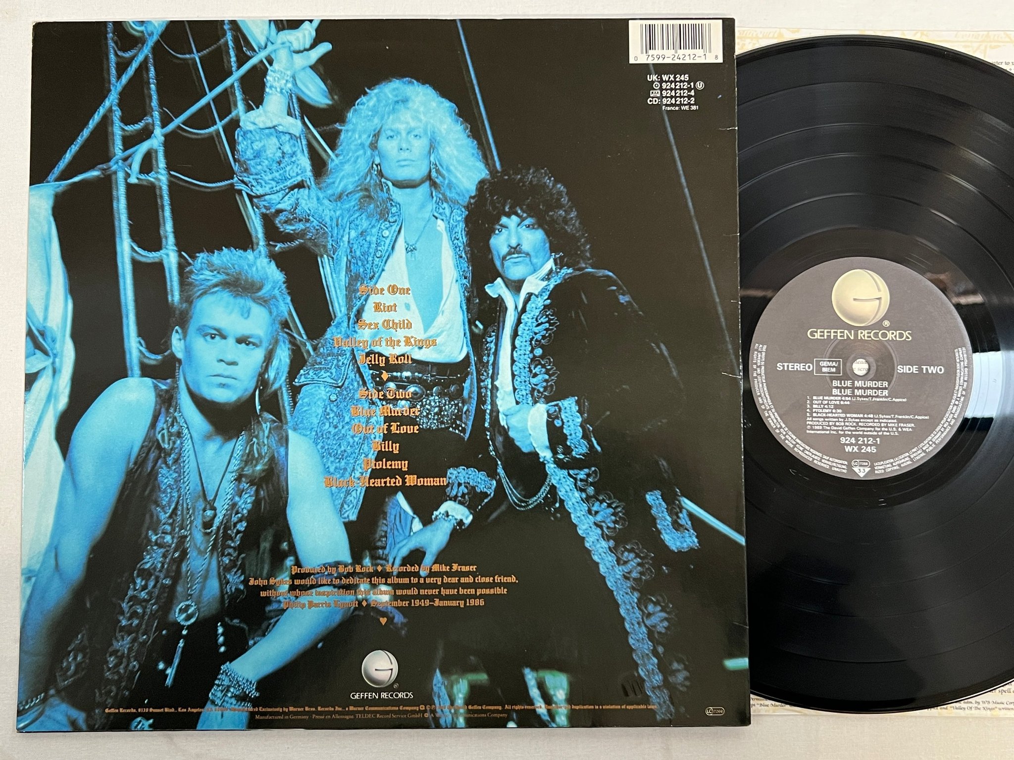 Omslagsbild för skivan BLUE MURDER s/t LP -89 GEFFEN 924 212-1