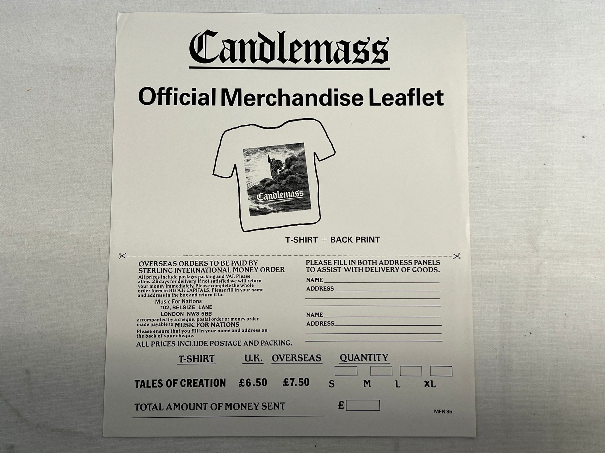 Omslagsbild för skivan CANDLEMASS tales of creation LP -89 UK MUSIC FOR NATIONS MFN 95 metal 