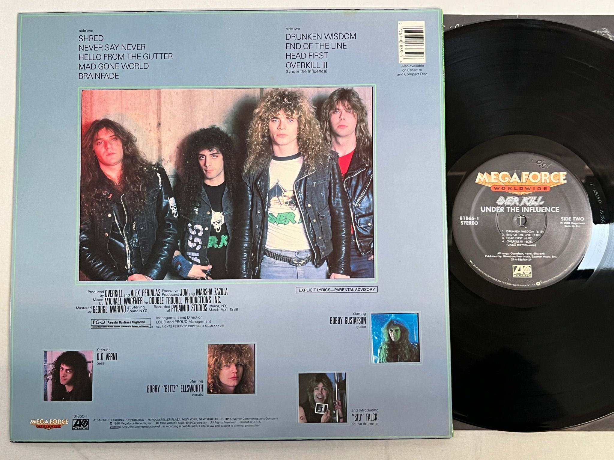 Omslagsbild för skivan OVERKILL  under the influence LP -88 US megaforce 81865-1 HEAVY METAL