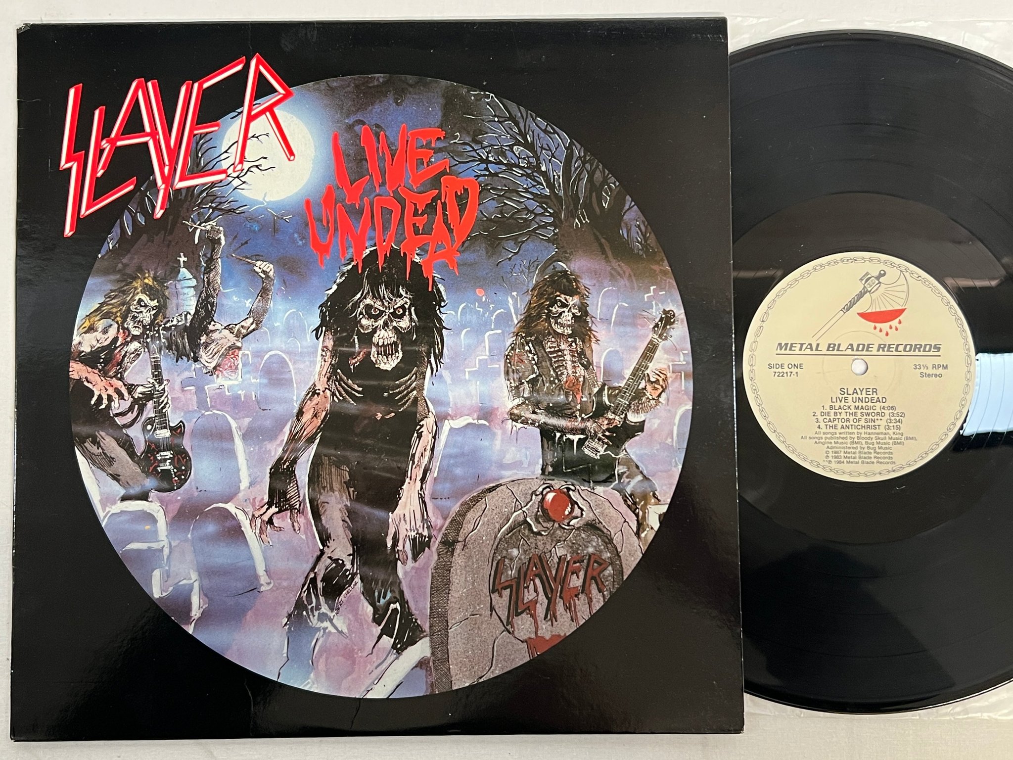 Omslagsbild för skivan SLAYER Live Undead 12"EP -87 METAL BLADE 72217-1