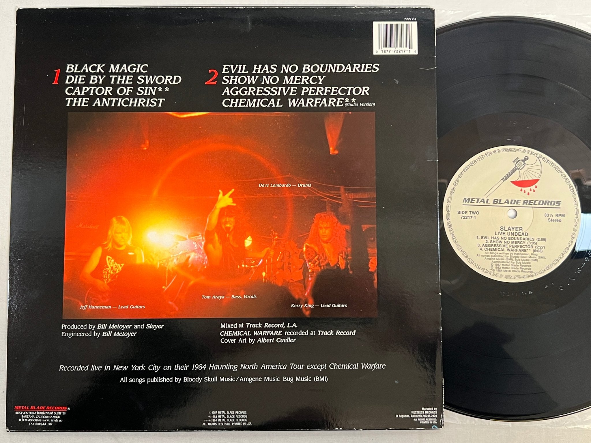 Omslagsbild för skivan SLAYER Live Undead 12"EP -87 METAL BLADE 72217-1