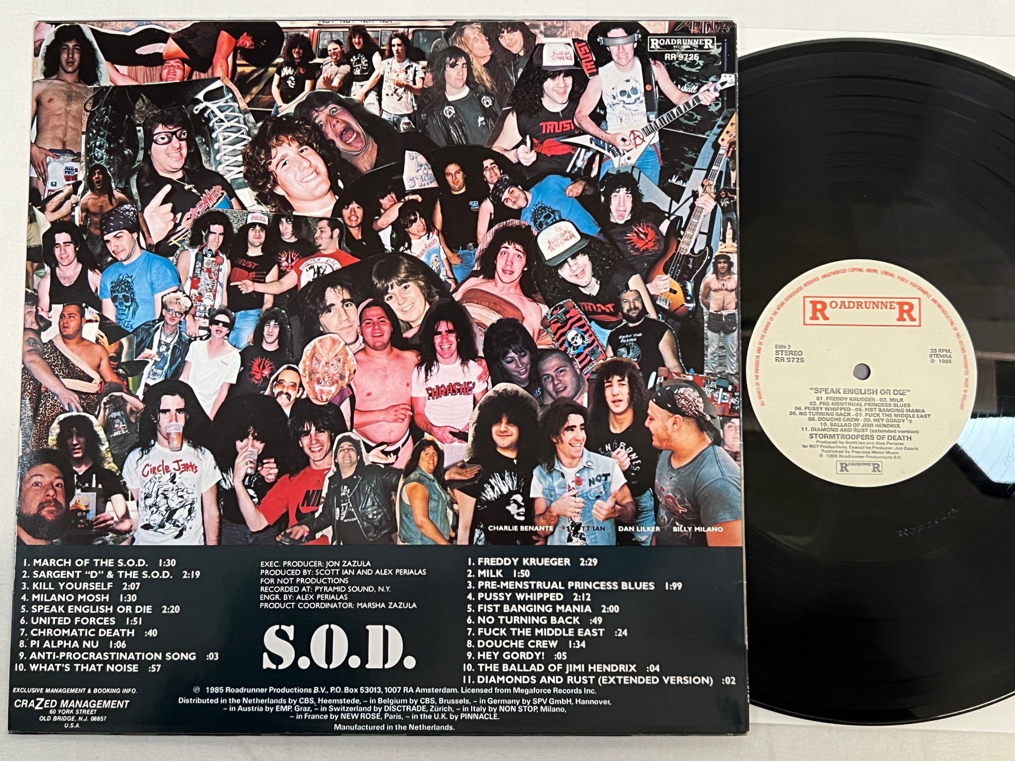 Omslagsbild för skivan STORMTROOPERS OF DEATH speak english or die LP -85 Hol ROADRUNNER RR 9725