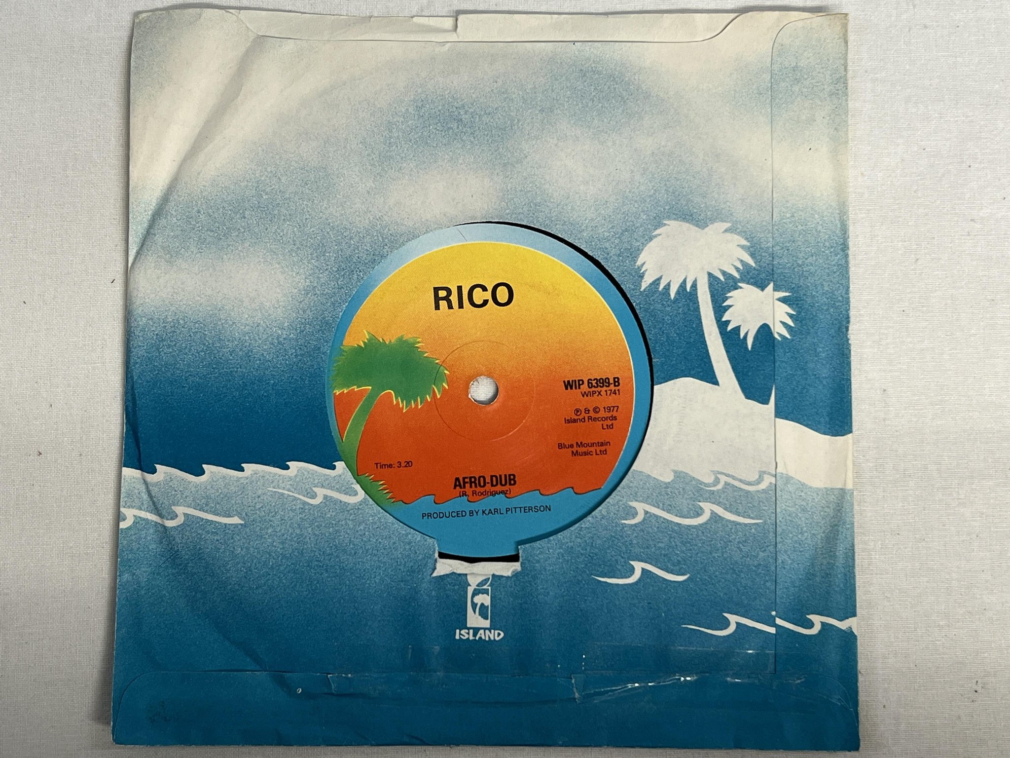Omslagsbild för skivan RICO Africa / Afro-Dub 7" -77 UK ISLAND WIP 6399 rare promo