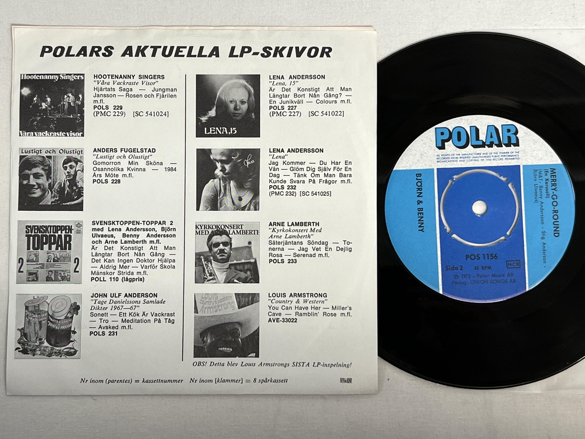 Omslagsbild för skivan BJÖRN & BENNY AGNETHA & ANNI-FRID people need love 7" POLAR POS 1156