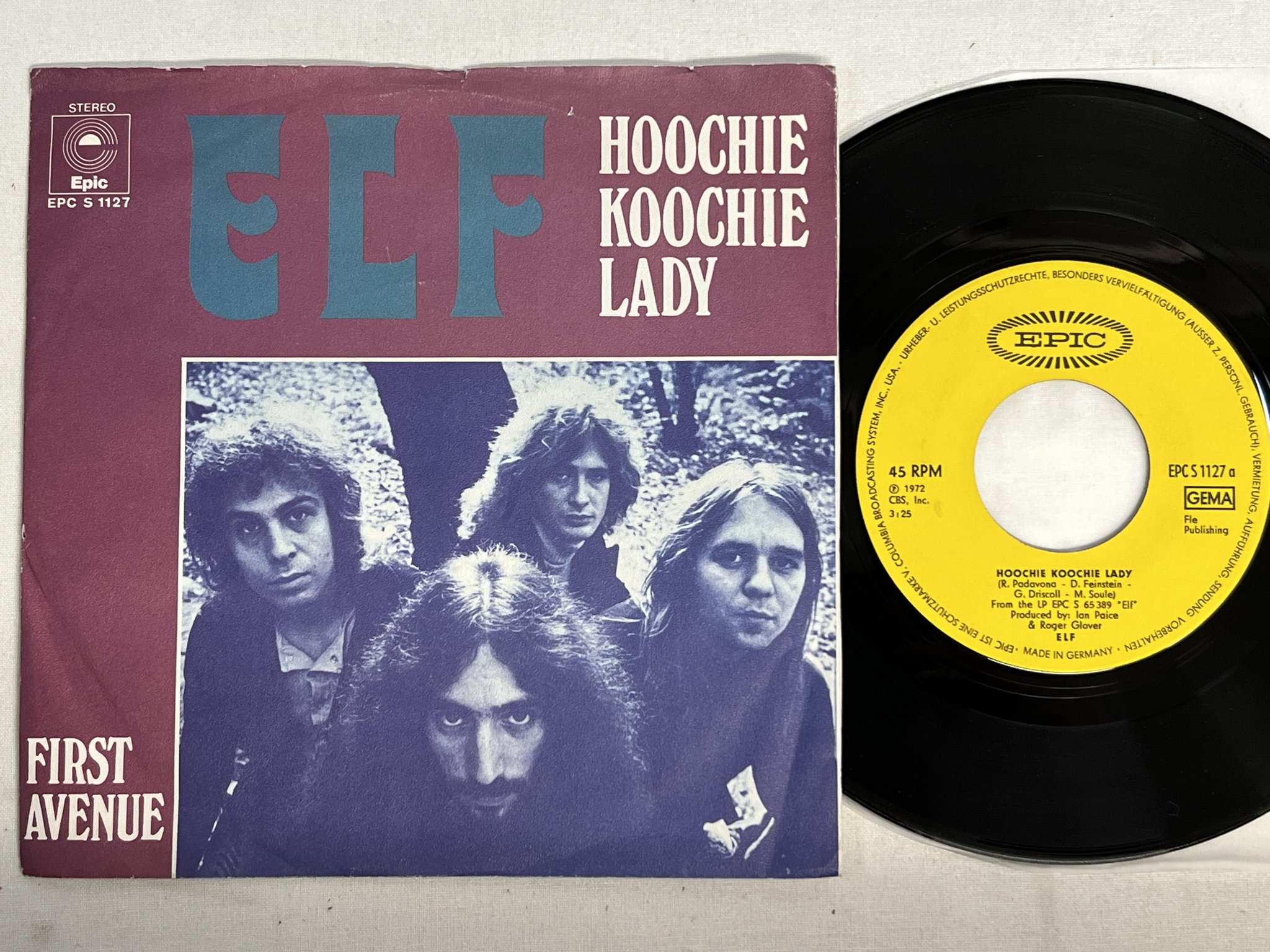 Omslagsbild för skivan ELF hoochie koochie lady 7" -72 Ger EPIC EPC S 1127