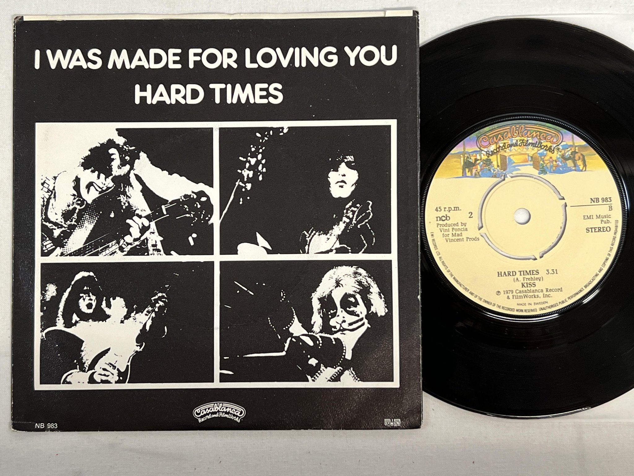 Omslagsbild för skivan KISS I was made for loving you 7" Swe CASABLANCA NB 983 