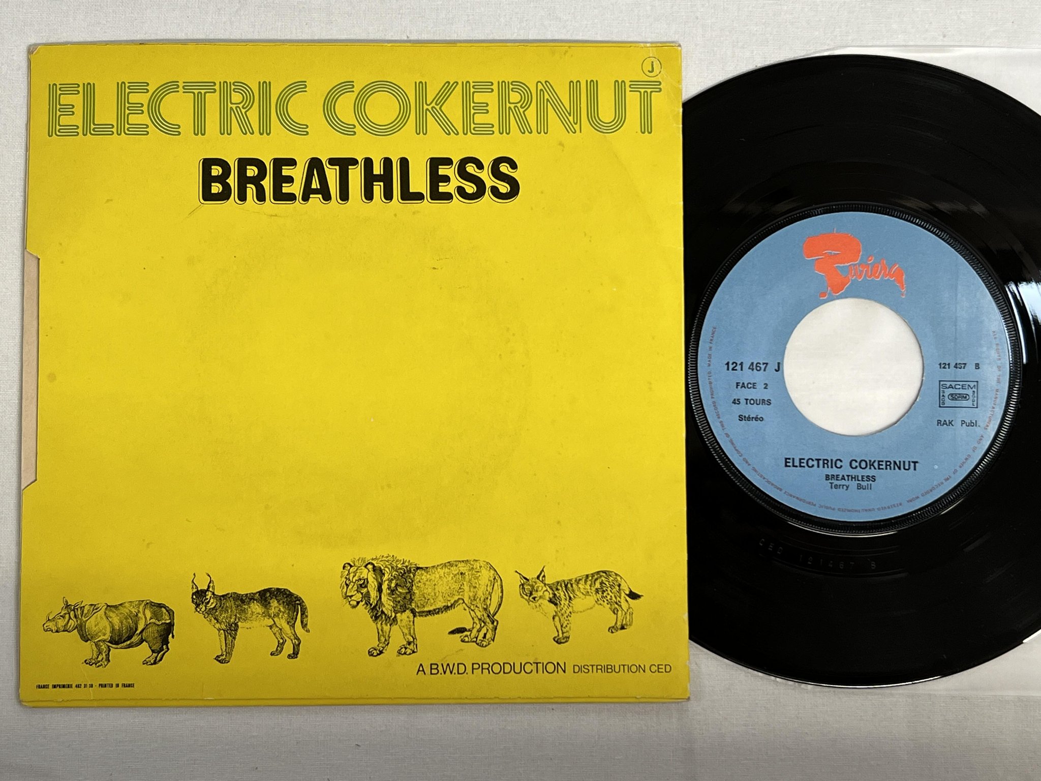 Omslagsbild för skivan ELECTRIC COKERNUT Jungle Juice 7" -72 Fra RIVIERA 121 467 