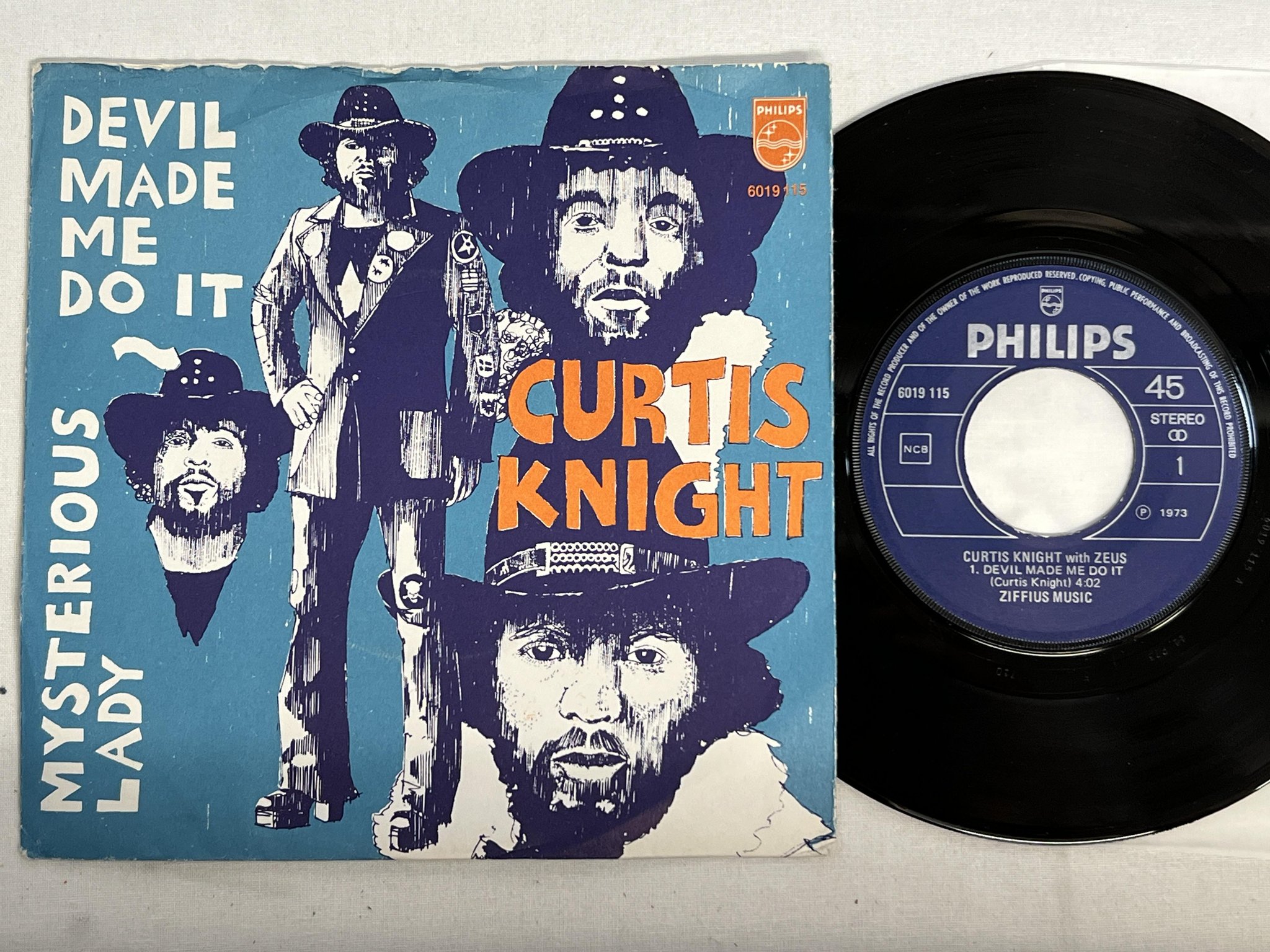 Omslagsbild för skivan CURTIS KNIGHT devil made me do it 7" -73 ncb PHILIPS 6019 115 psych